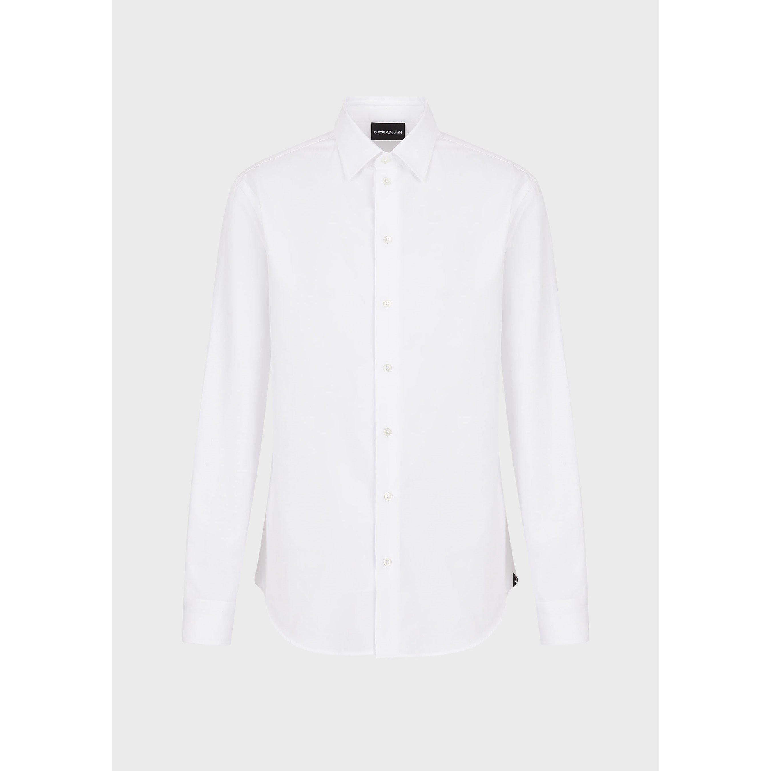 Bianco - Emporio Armani - Men's Long-Sleeve Plain Shirt - 1
