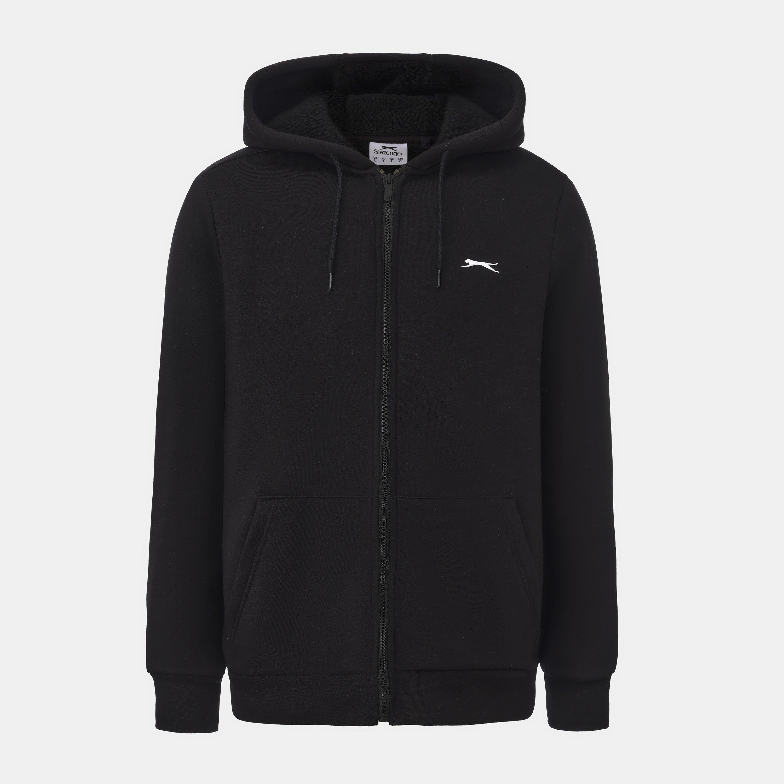 Slazenger Men's Borg Lined Fleece Hoodie - Black - 2XL