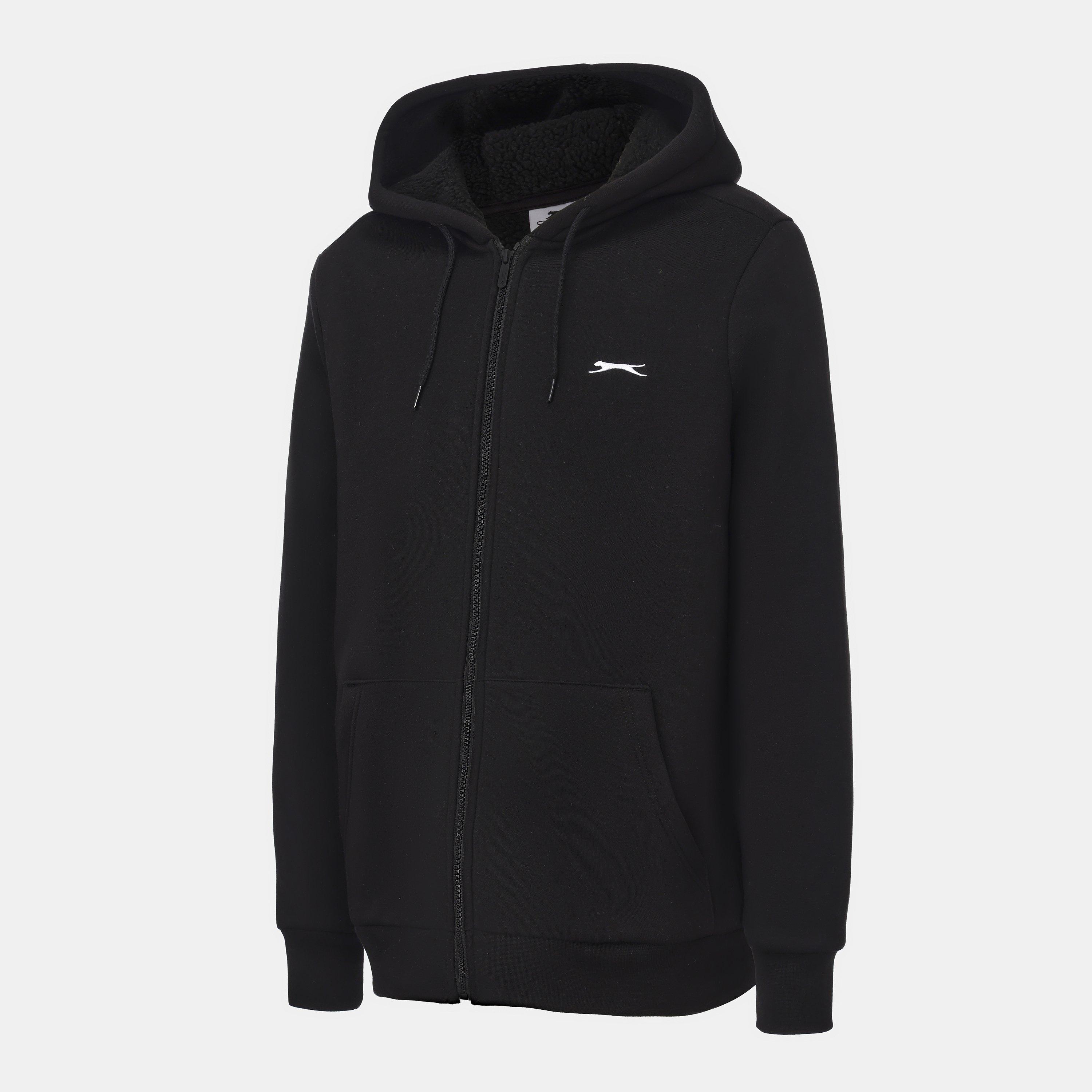 Black - Slazenger - Borg Lined Fleece Hoodie Mens - 3
