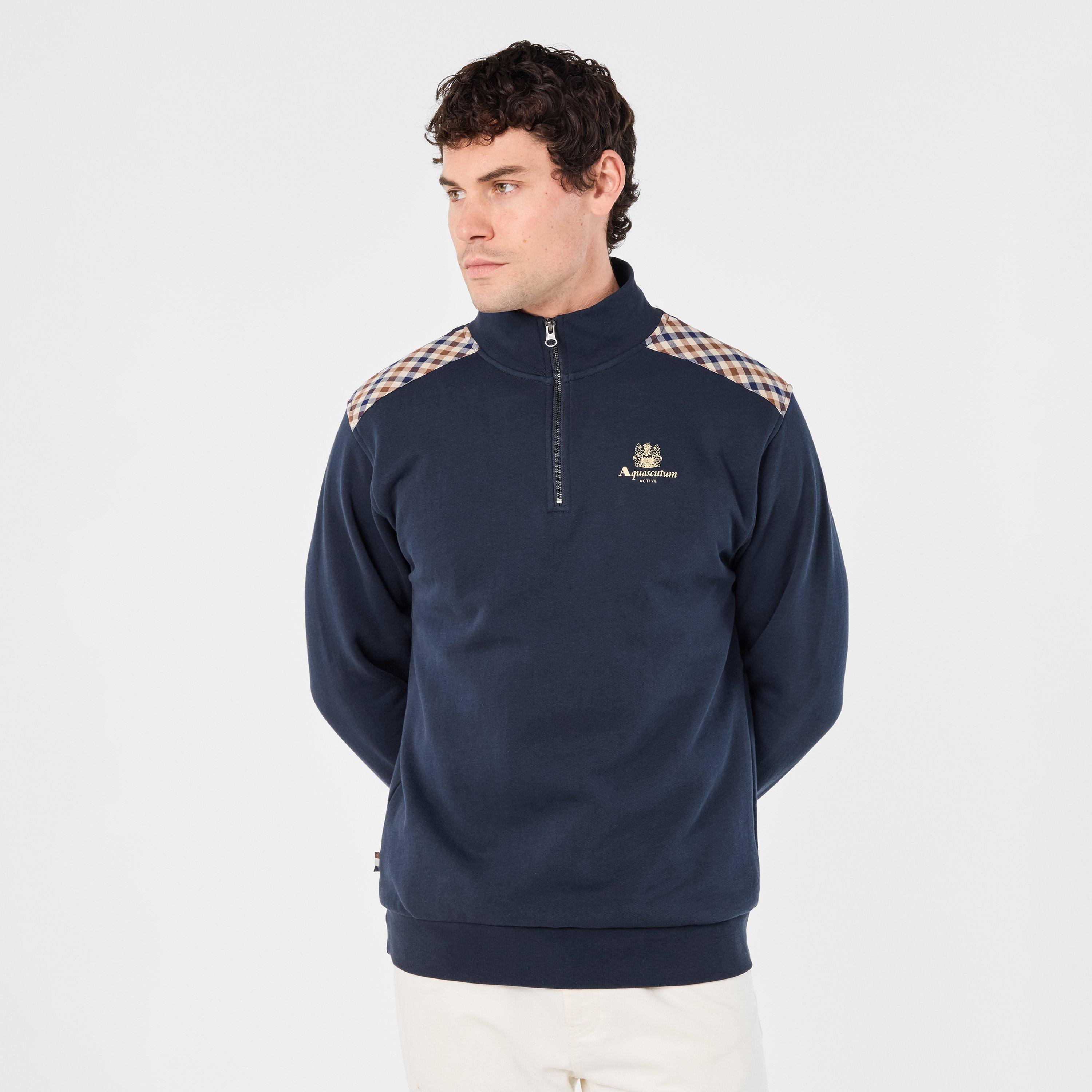 Navy - Aquascutum - Men's Quarter-Zip Fleece - 3