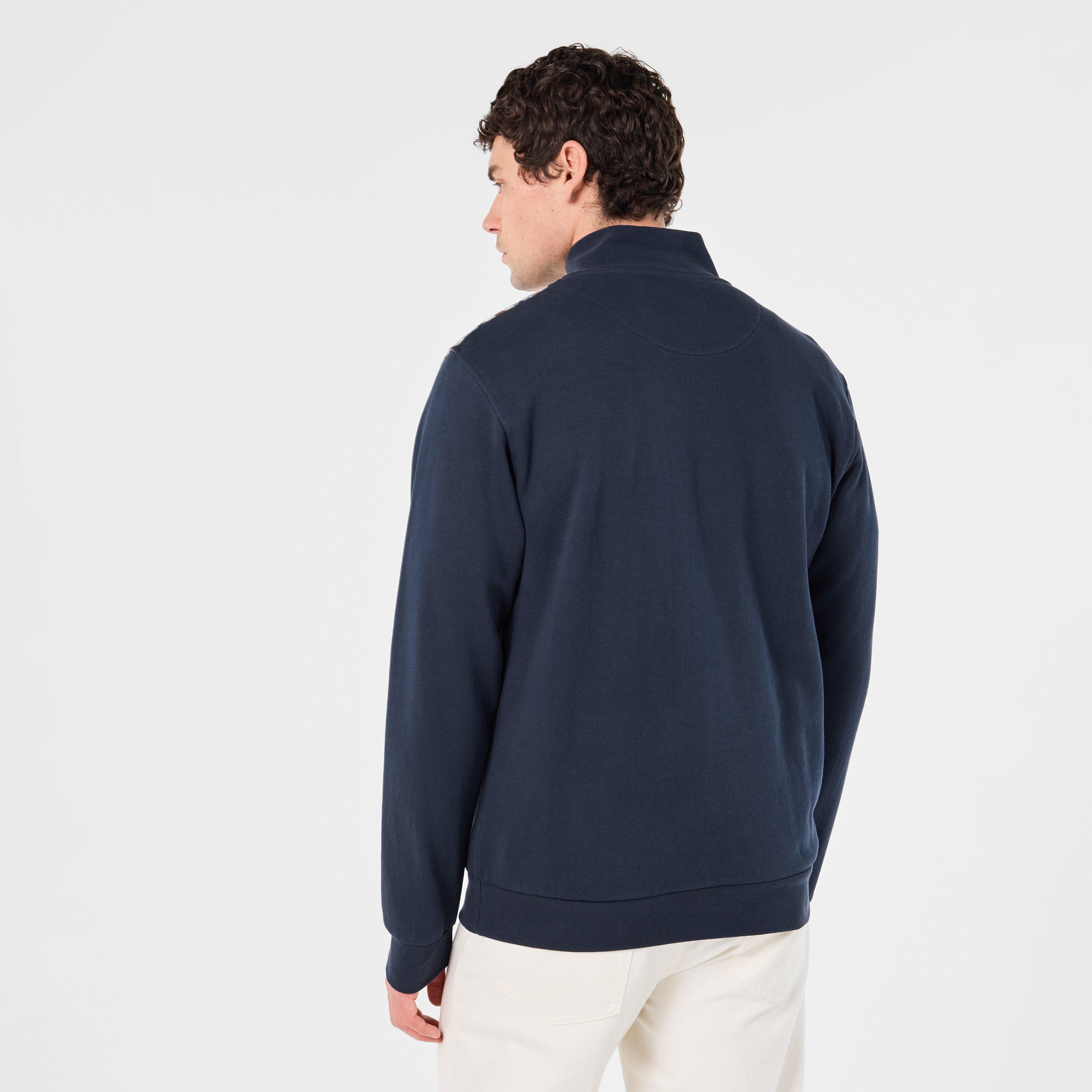 Navy - Aquascutum - Men's Quarter-Zip Fleece - 4