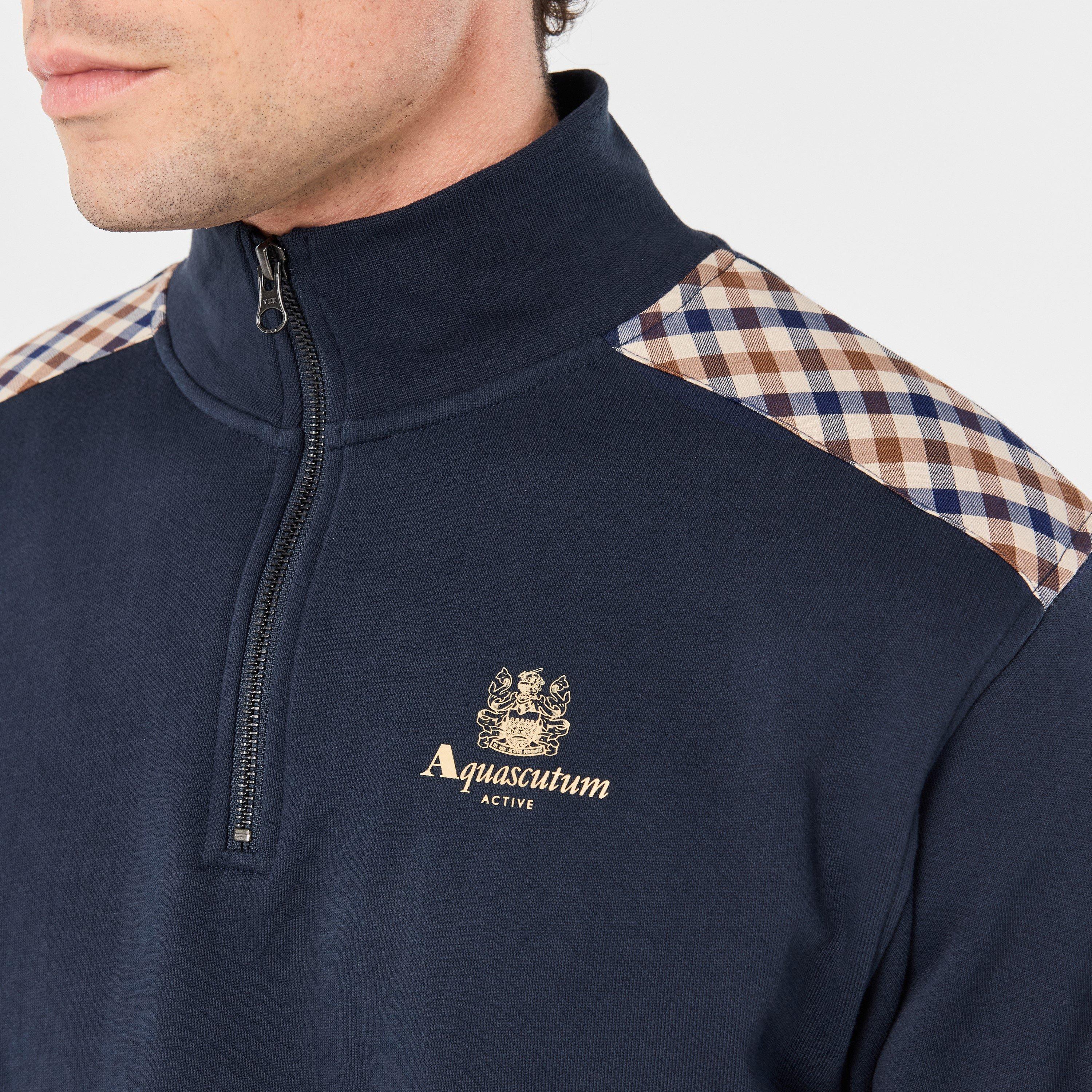 Navy - Aquascutum - Men's Quarter-Zip Fleece - 5