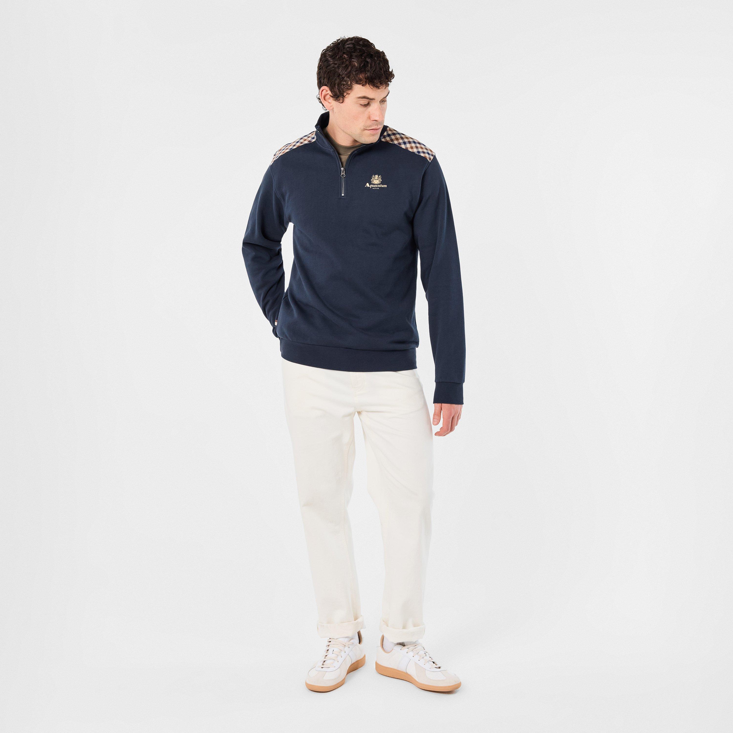Navy - Aquascutum - Men's Quarter-Zip Fleece - 6