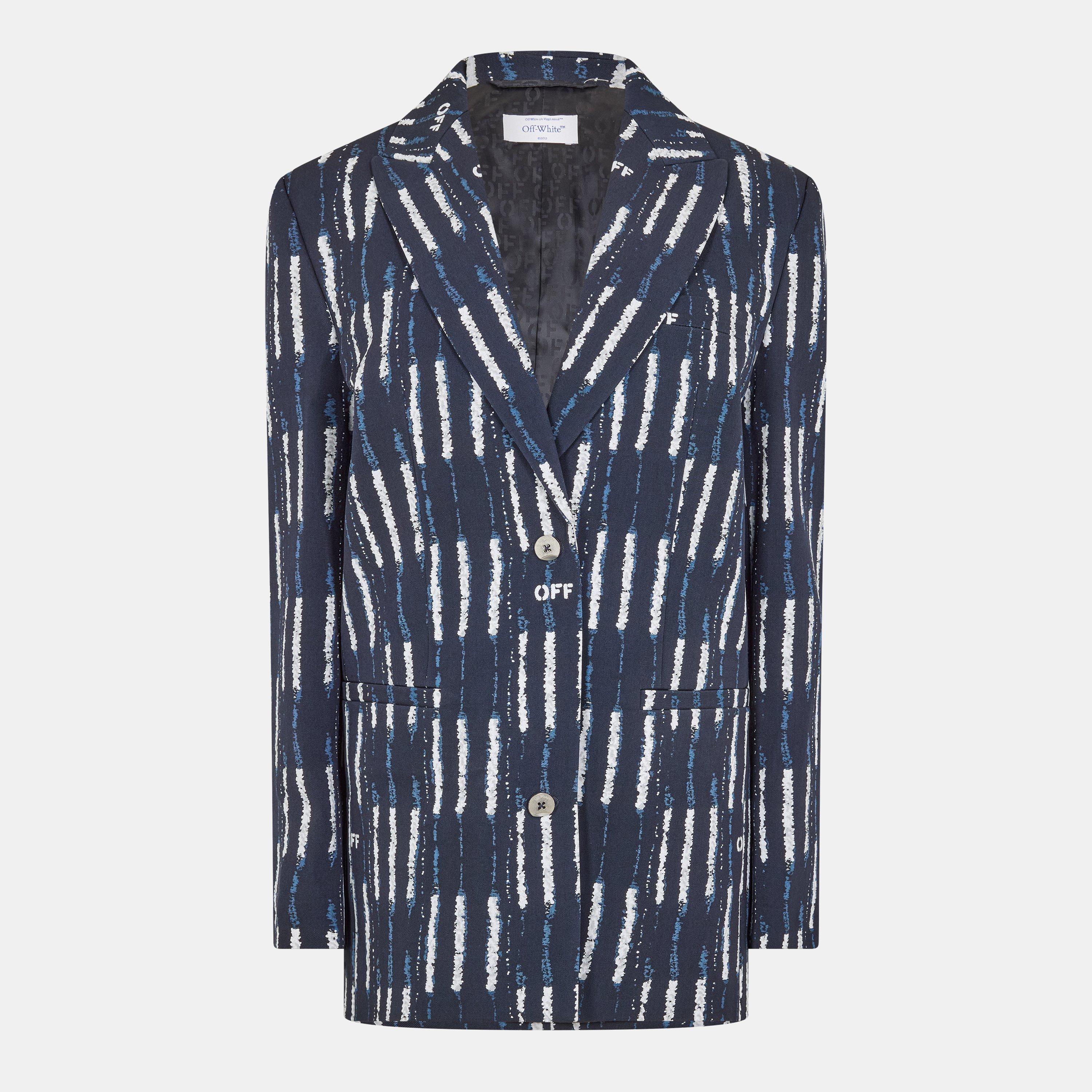 Blue/White - Off White - Women's Suit Jacket - 1