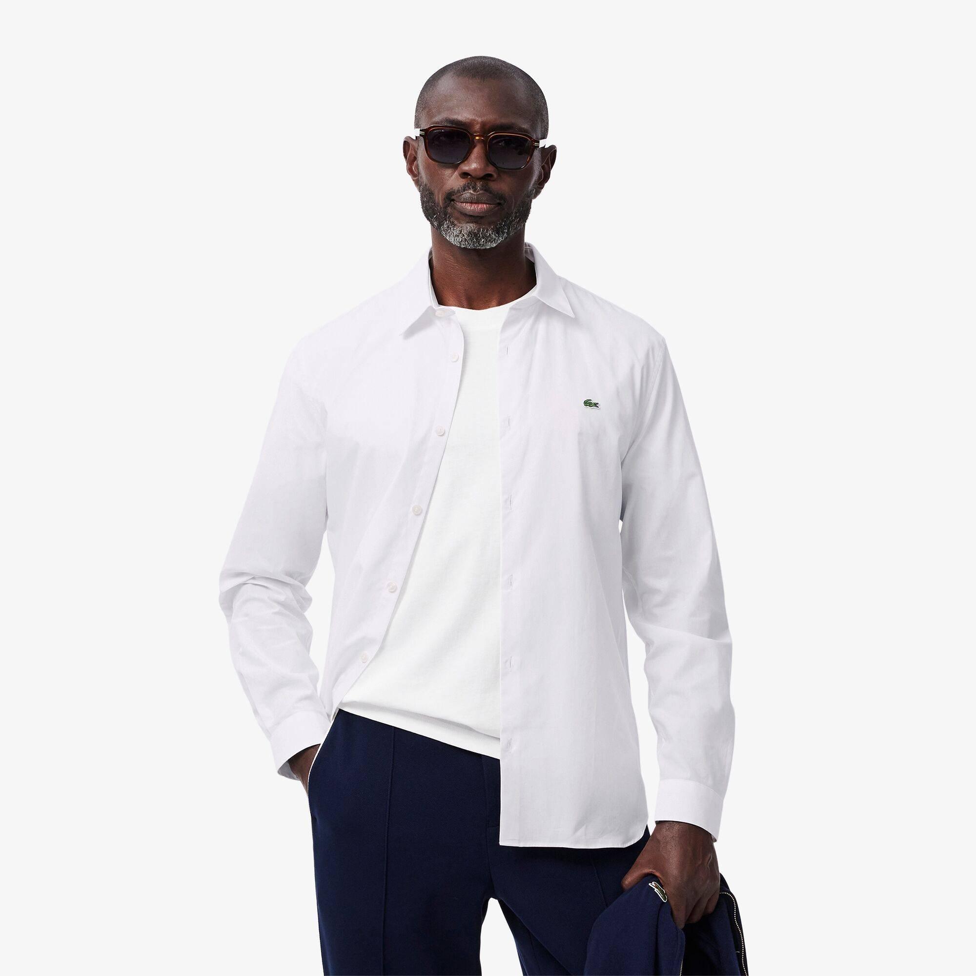 White 001 - Lacoste - Men's Long-Sleeve Oxford Shirt - 2