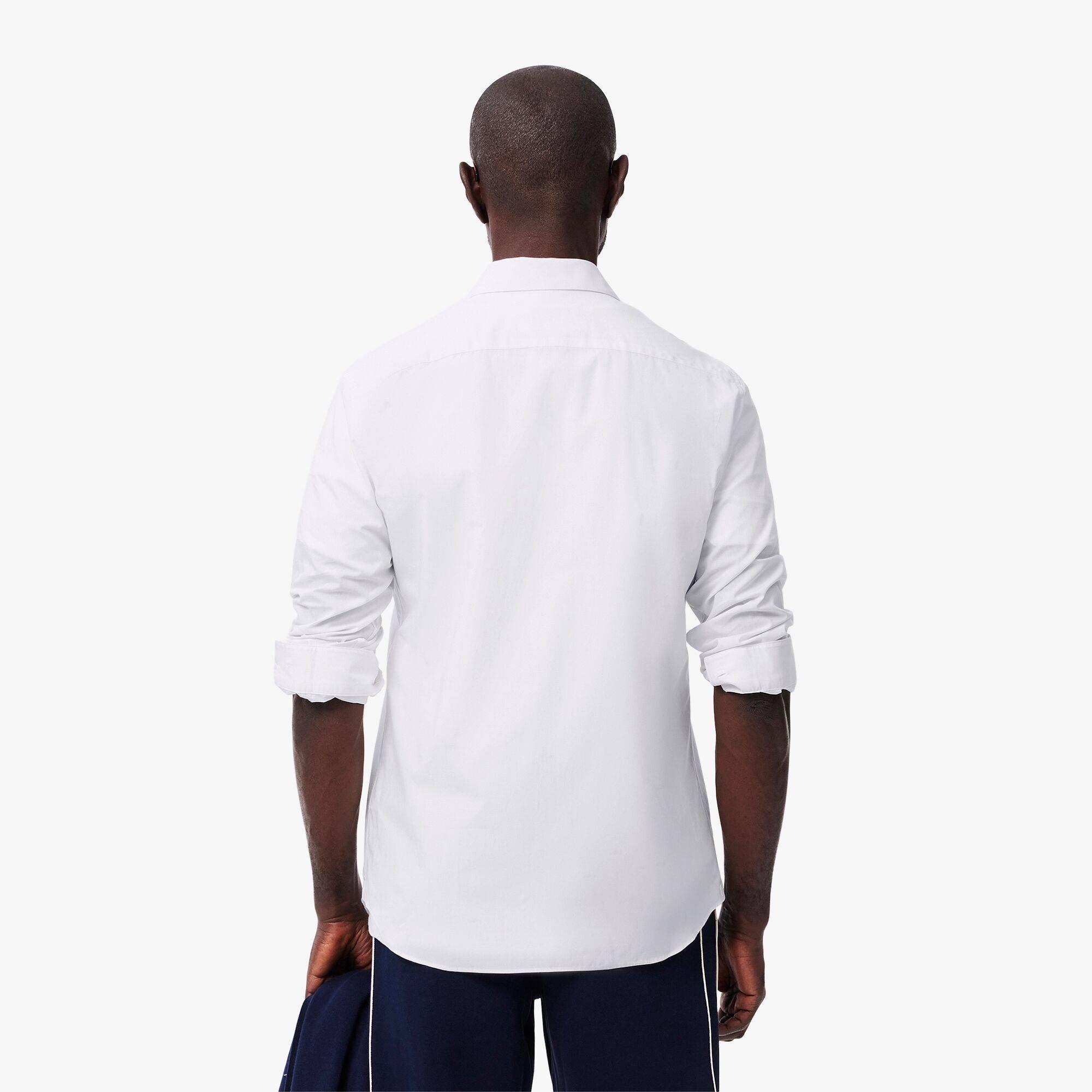 White 001 - Lacoste - Men's Long-Sleeve Oxford Shirt - 3