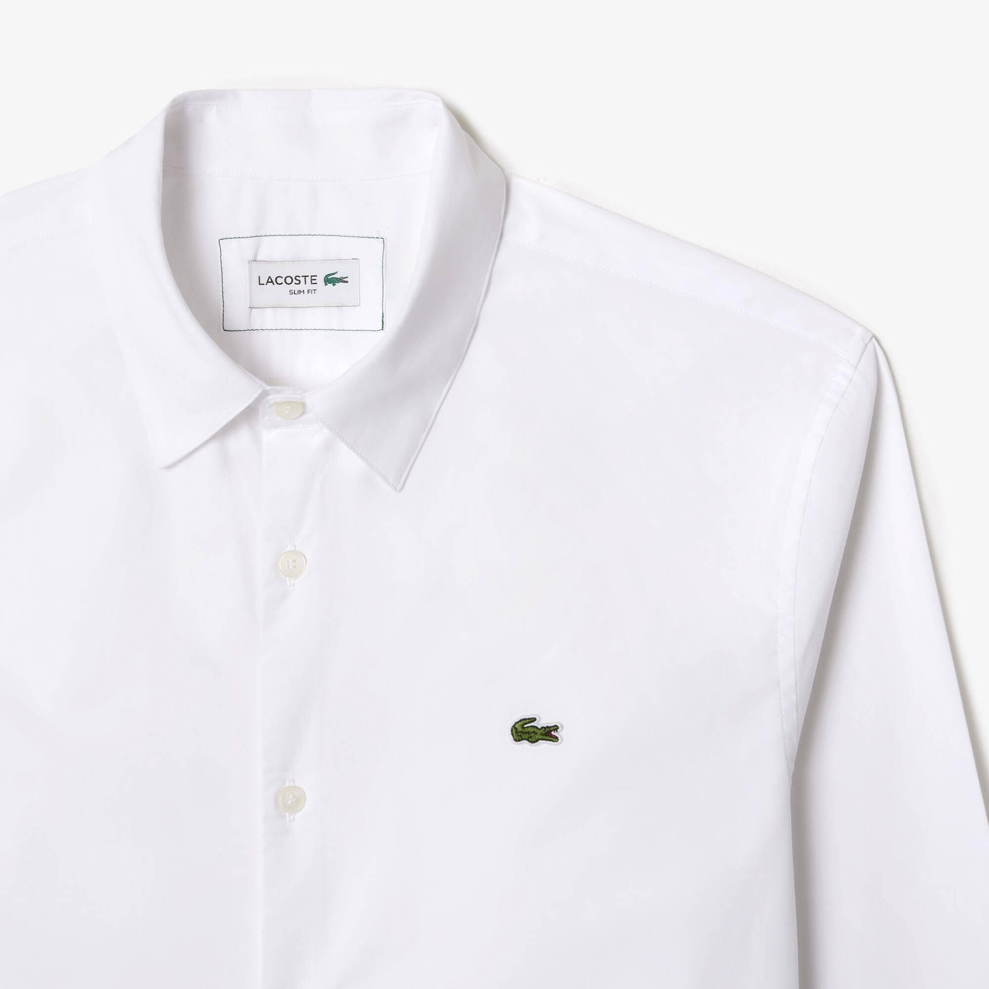 White 001 - Lacoste - Men's Long-Sleeve Oxford Shirt - 4