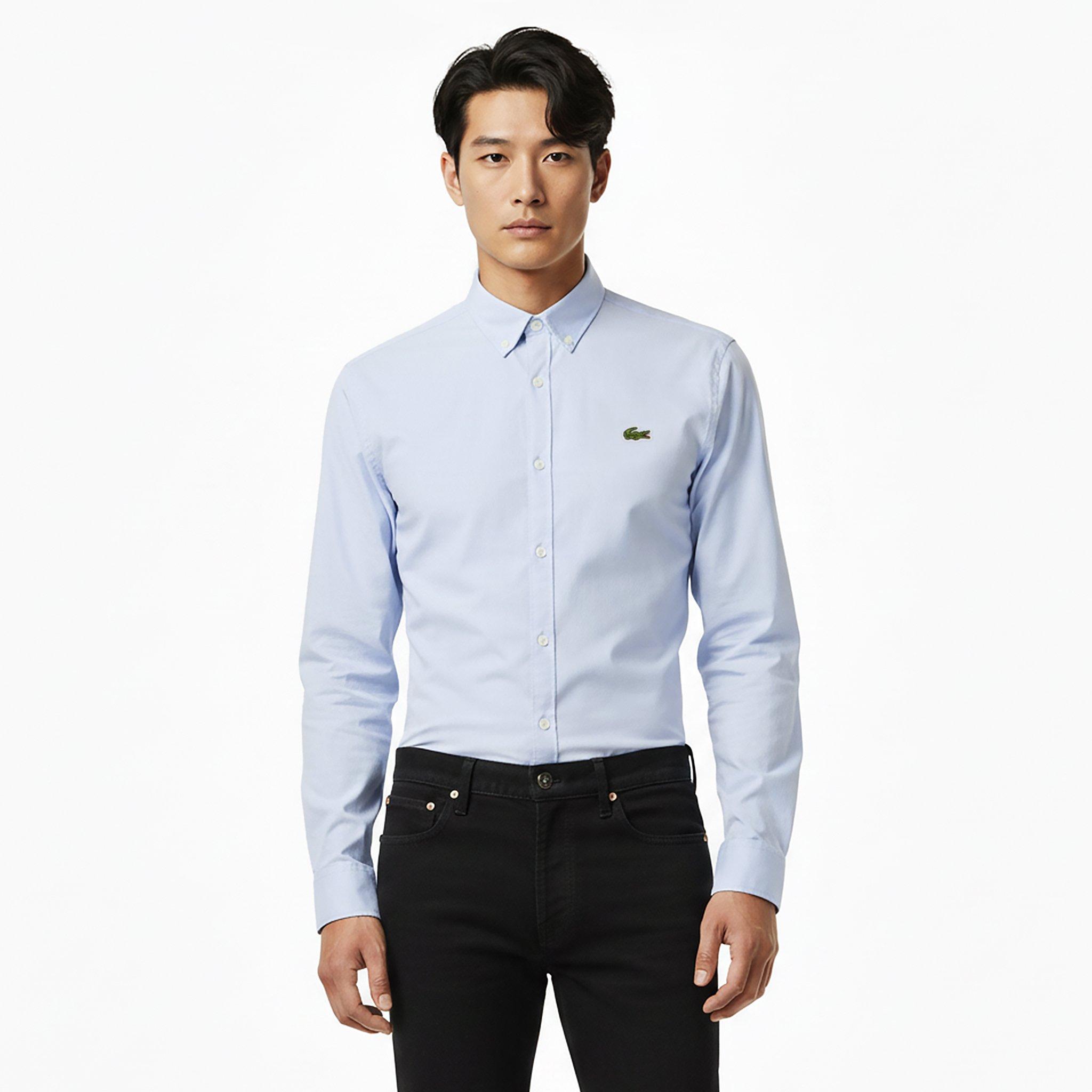Blue J2G - Lacoste - Men's Long-Sleeve Oxford Shirt - 3