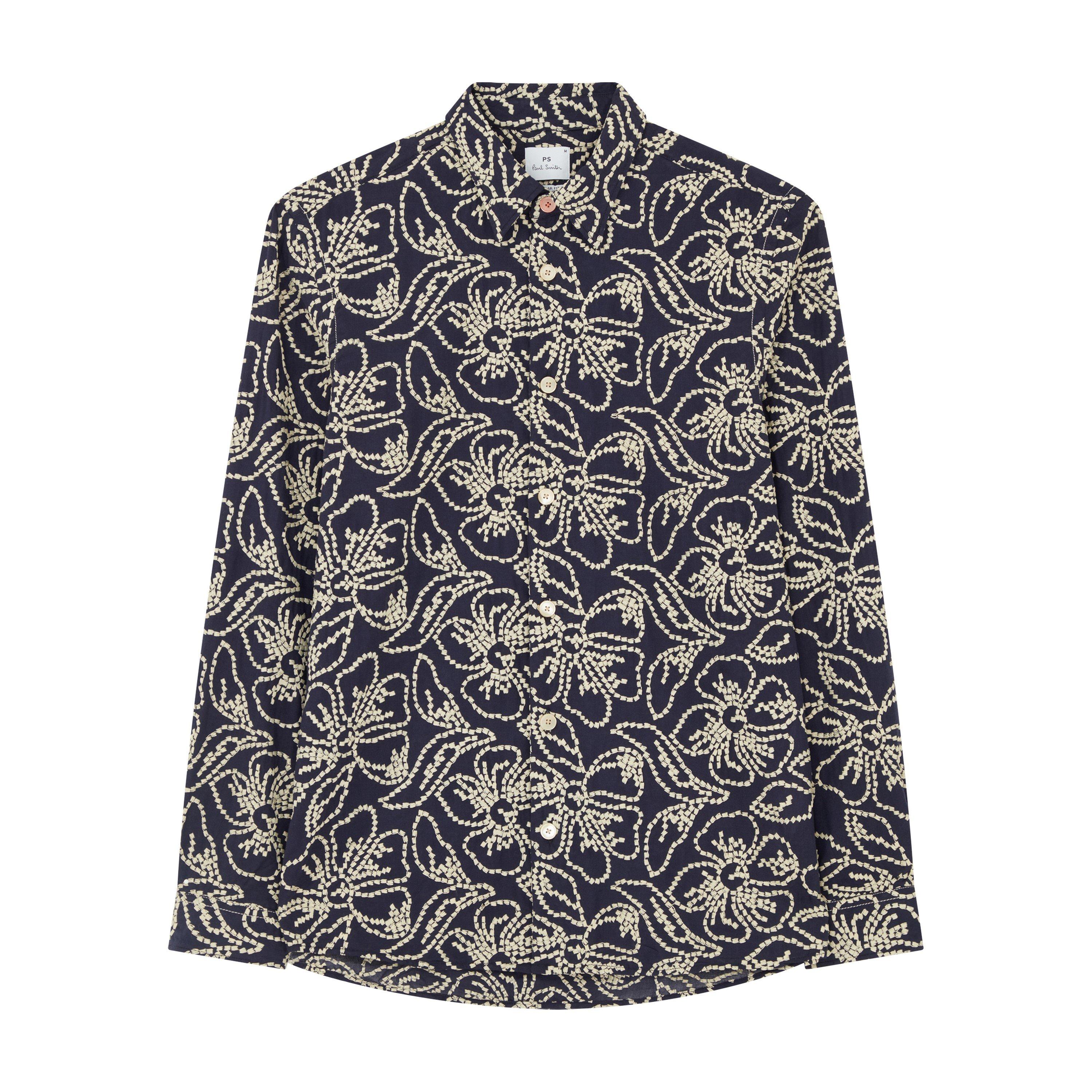 Ps Paul Smith Men's Ps Flower Ls Shirt Sn61 - Blue 49 - XL