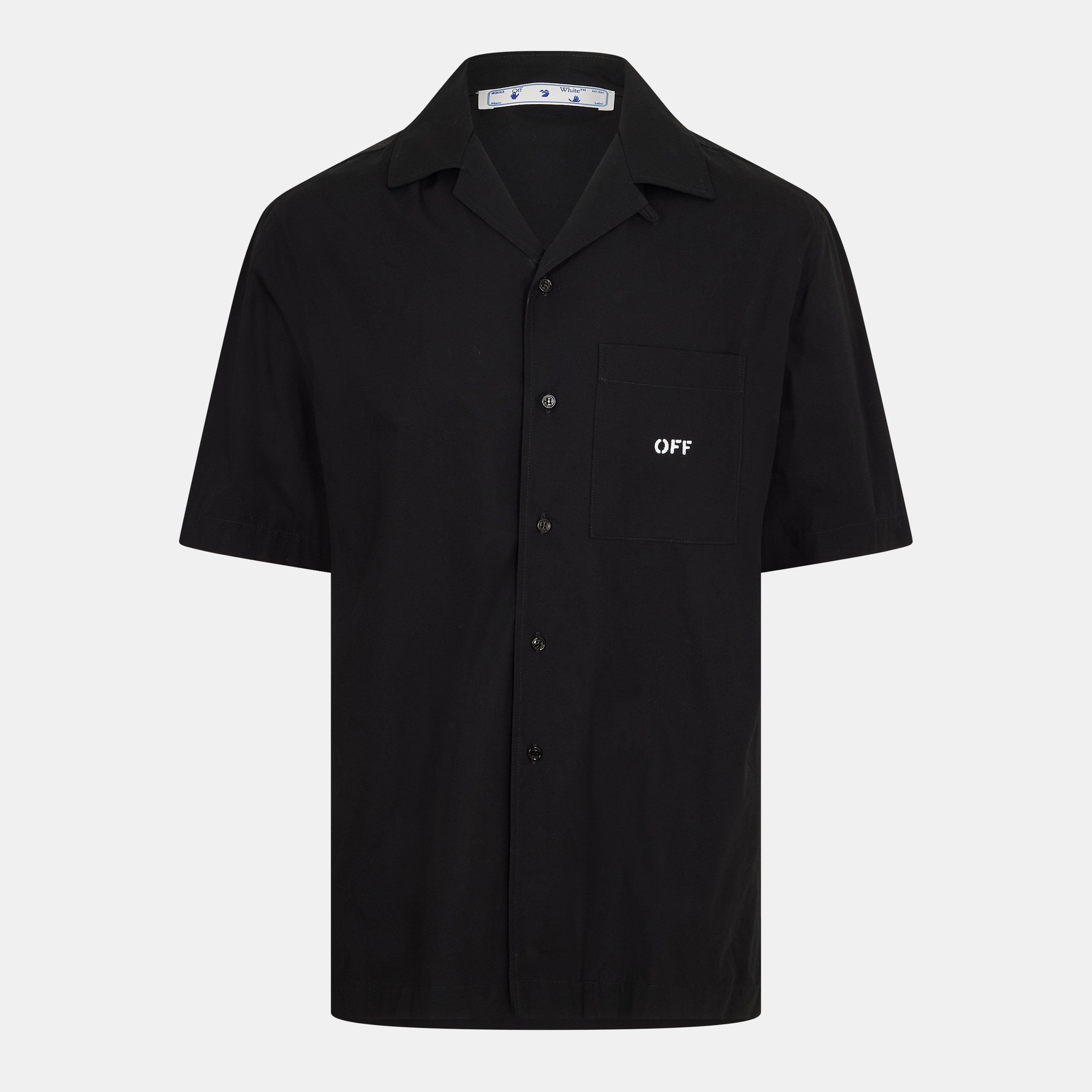 Black/White - Off White - Men's Brick Arrow Bowling Shirt, Logo - 2