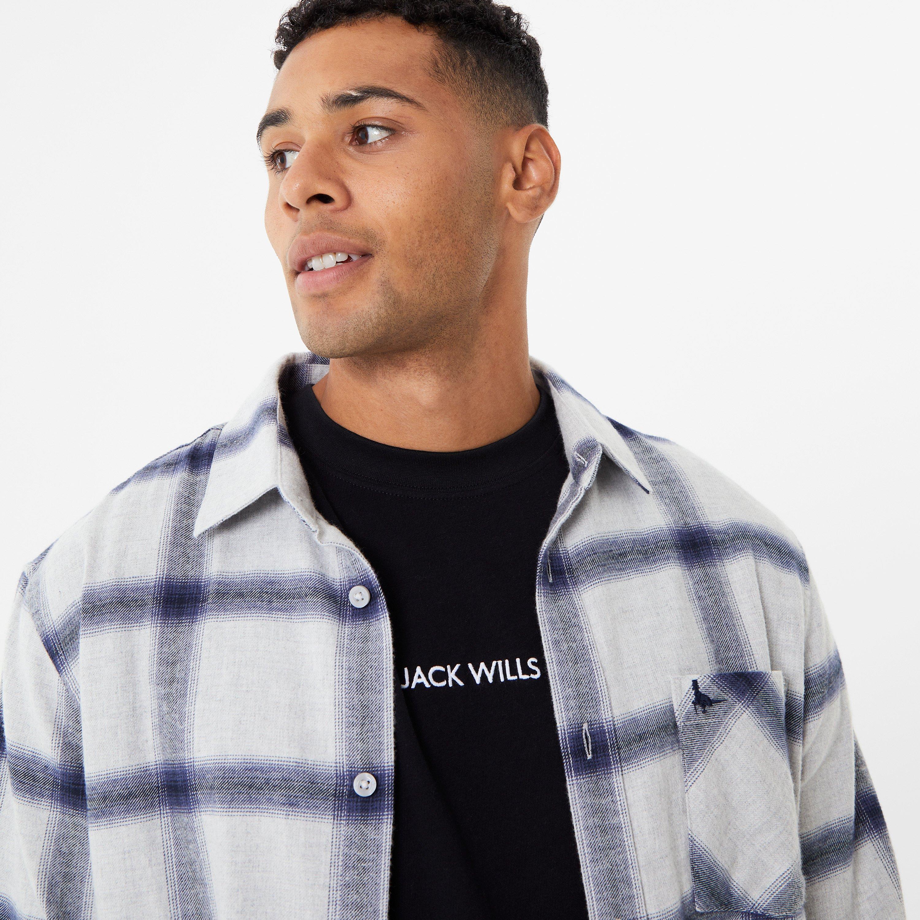 Grey Marl - Jack Wills - JW Brushed Check Flannel Long-Sleeve Patterned Shirt - 3