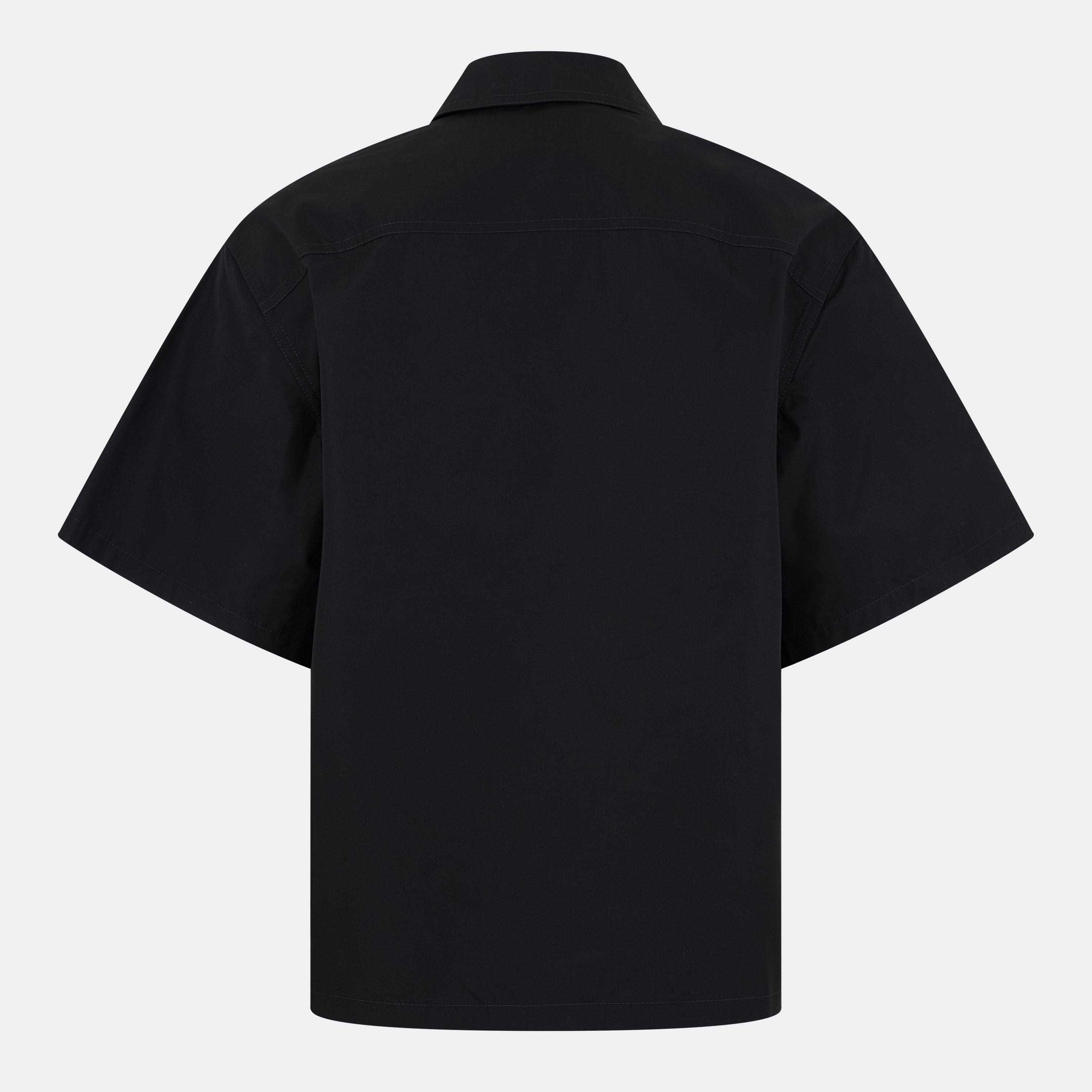 Black/White - Off White - Men's Plain Short-Sleeve Shirt - 2