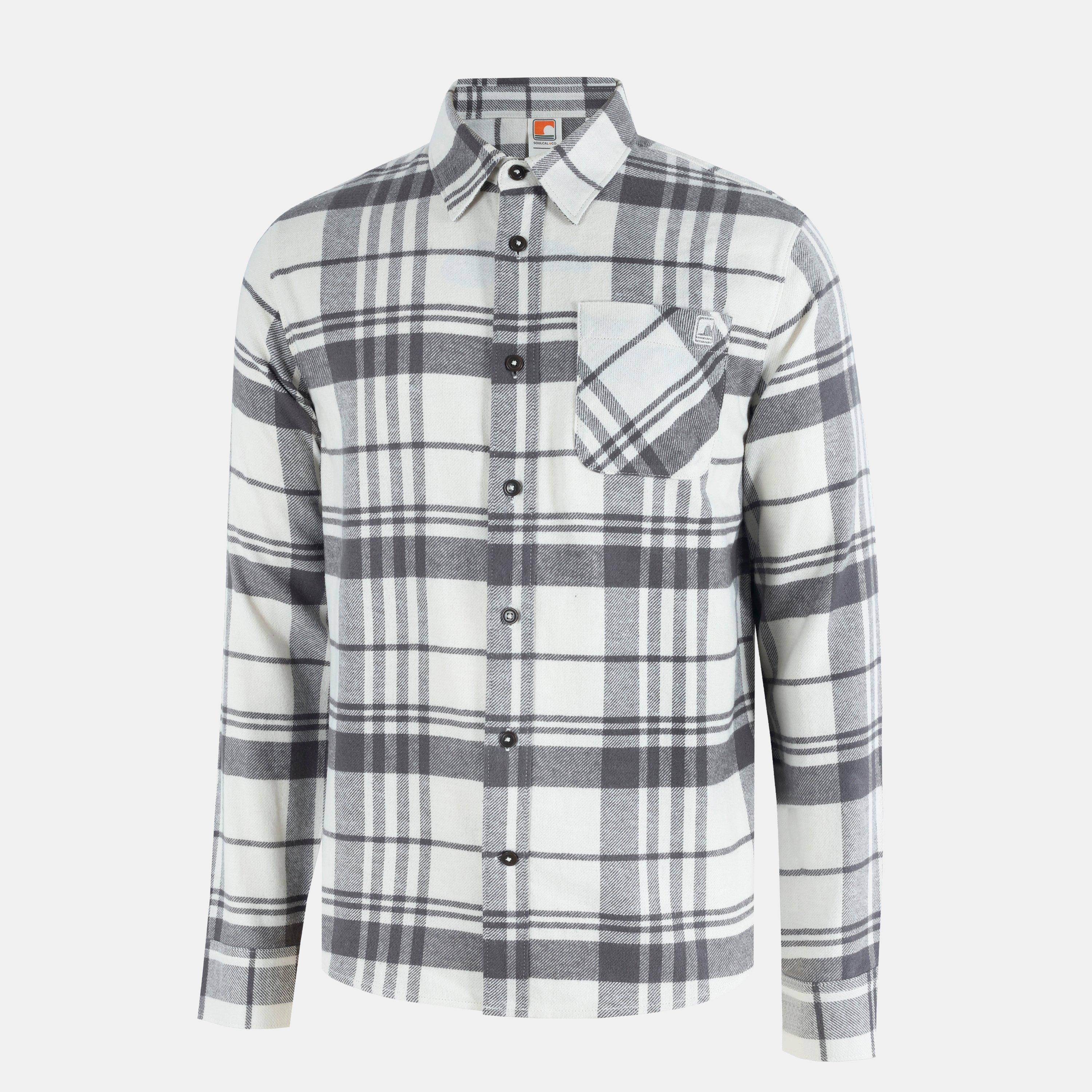 White/Grey - SoulCal - Men's Soul Check Long-Sleeve Patterned Shirt - 3
