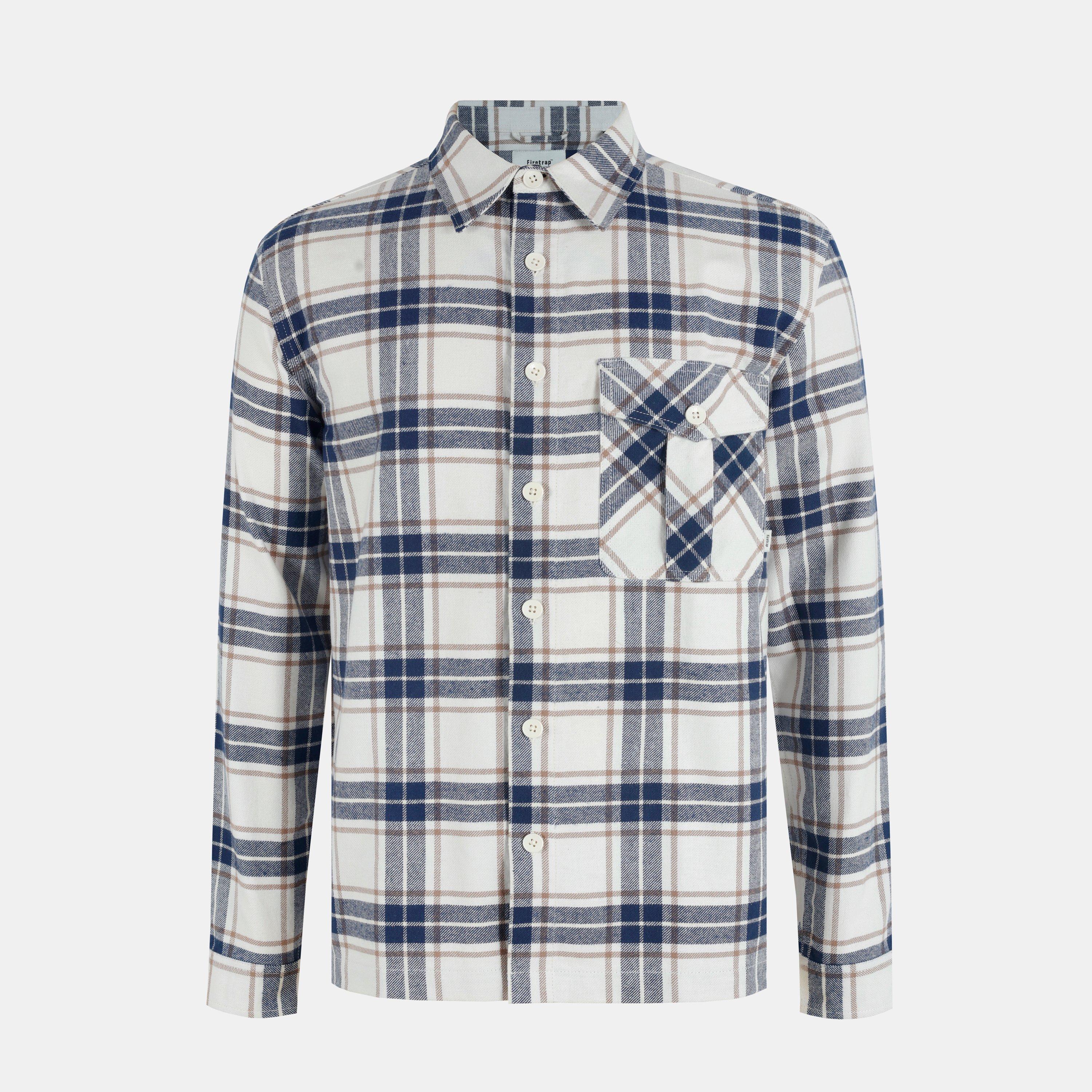 Firetrap Men's Anthm Long-Sleeve Patterned Shirt - Warm White - 2XL