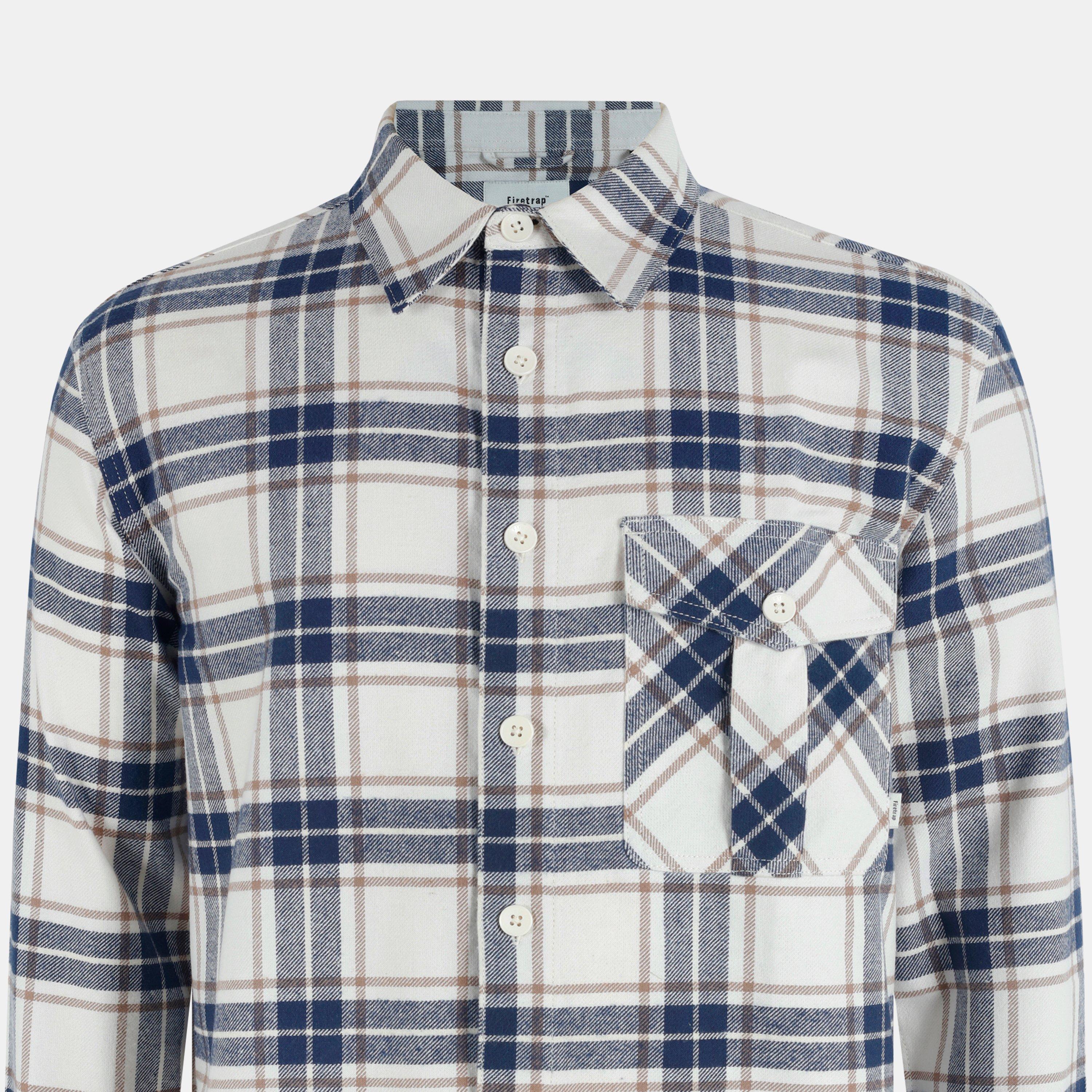 Warm White - Firetrap - Men's Anthm Long-Sleeve Patterned Shirt - 3