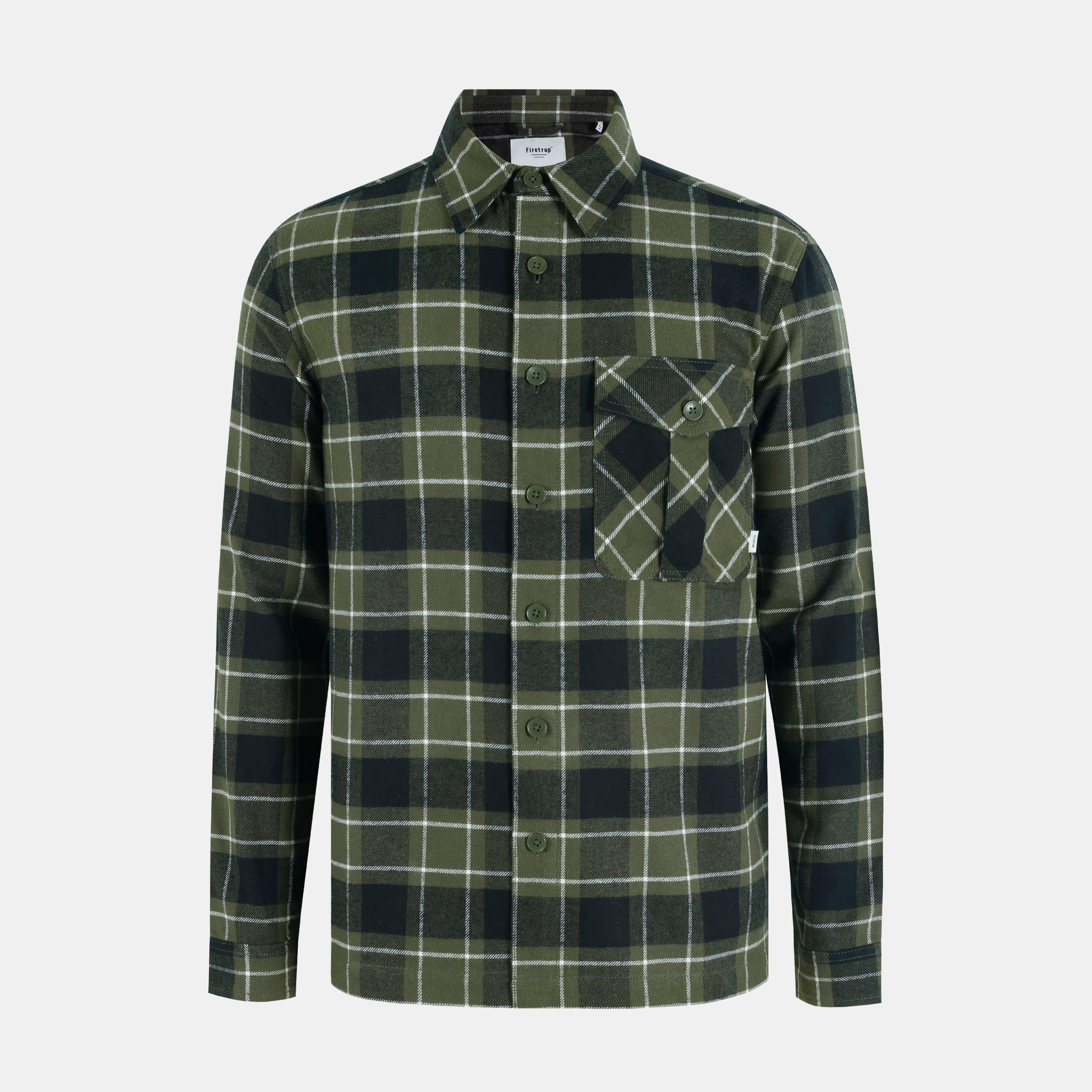 Firetrap Men's Anthm Long-Sleeve Patterned Shirt - Khaki - 2XL
