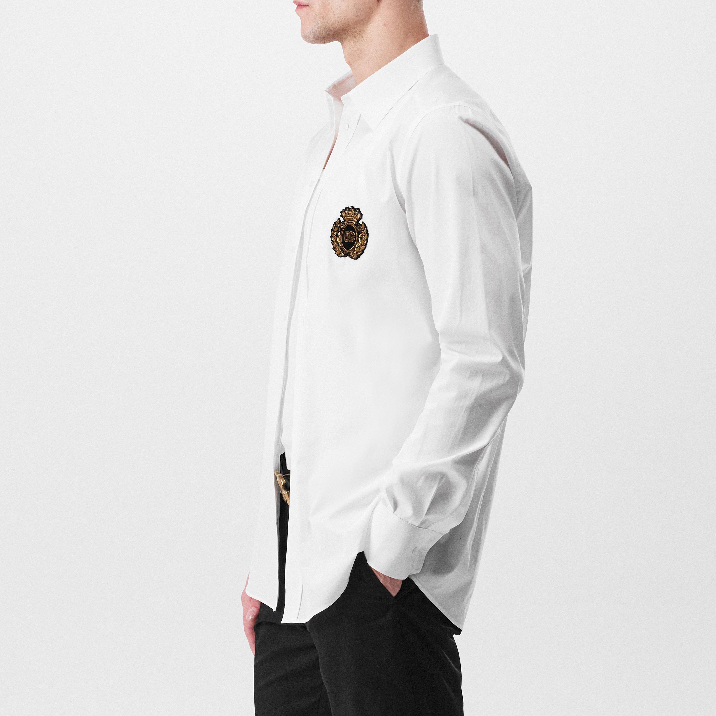 White - Dolce and Gabbana - Crest Long Sleeve Shirt - 2