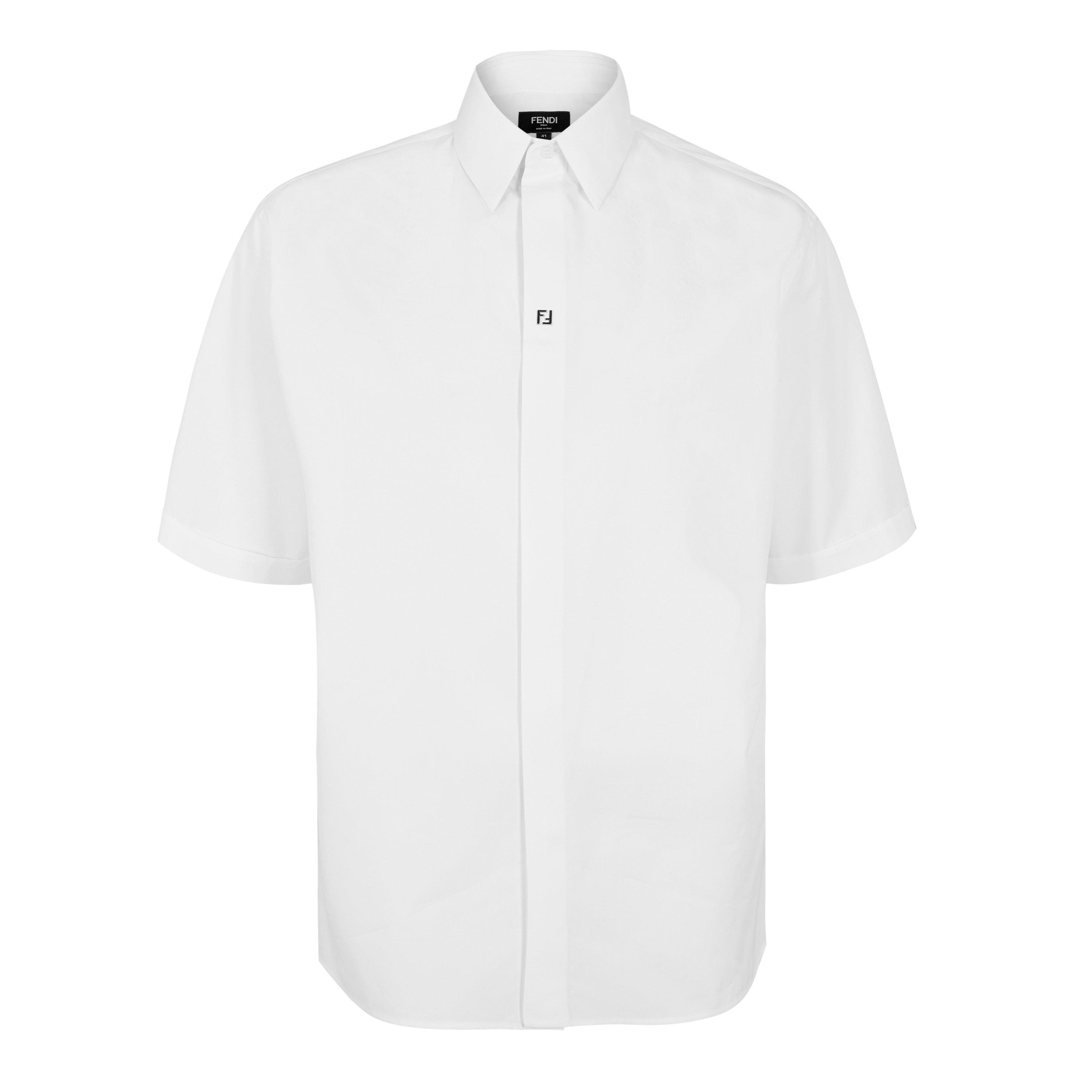 Fendi Men's Boxy Short Sleeve Plain Shirt - White - Size 40