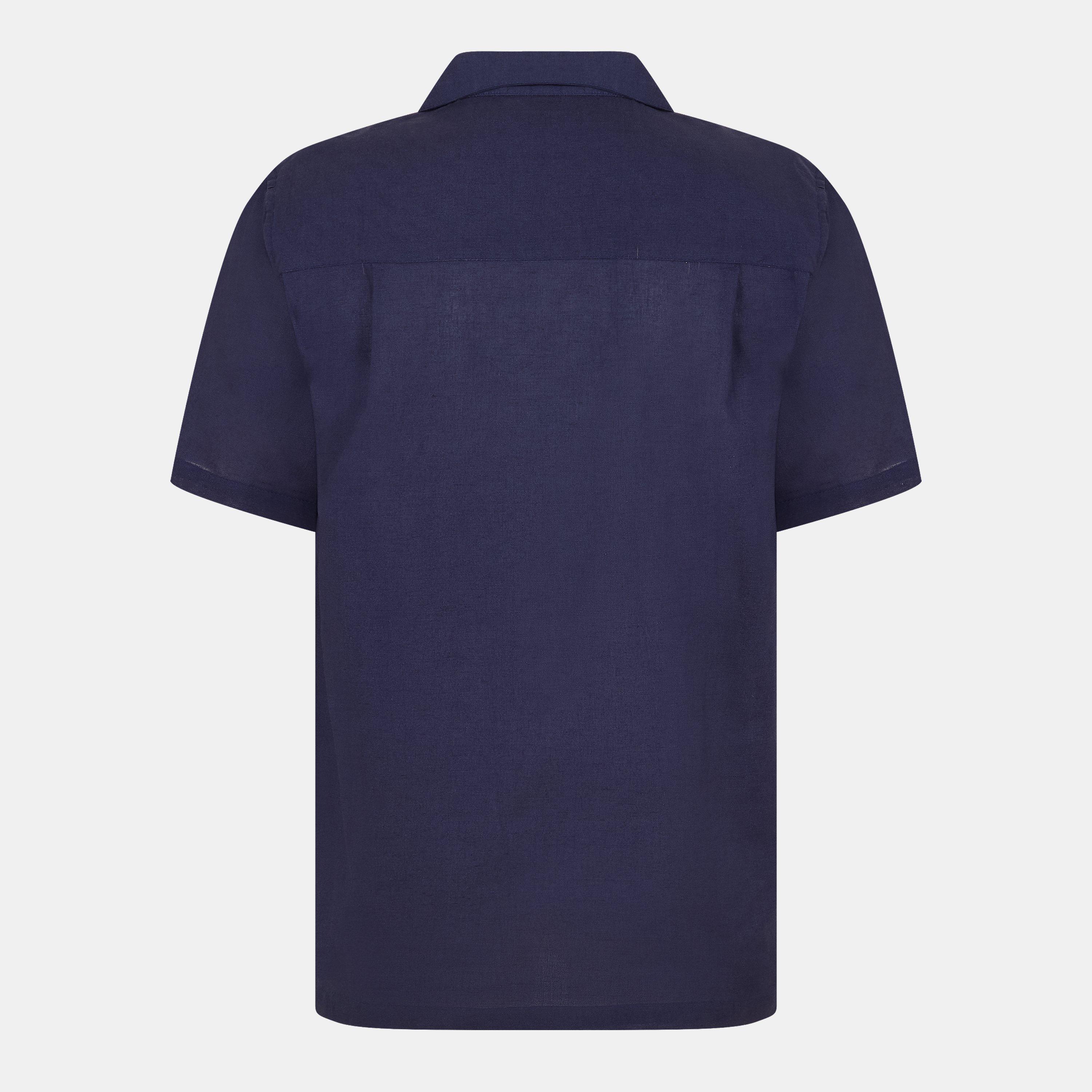 Navy 77 Stripe - Luke - Havanah Short-Sleeve Plain Shirt - 2