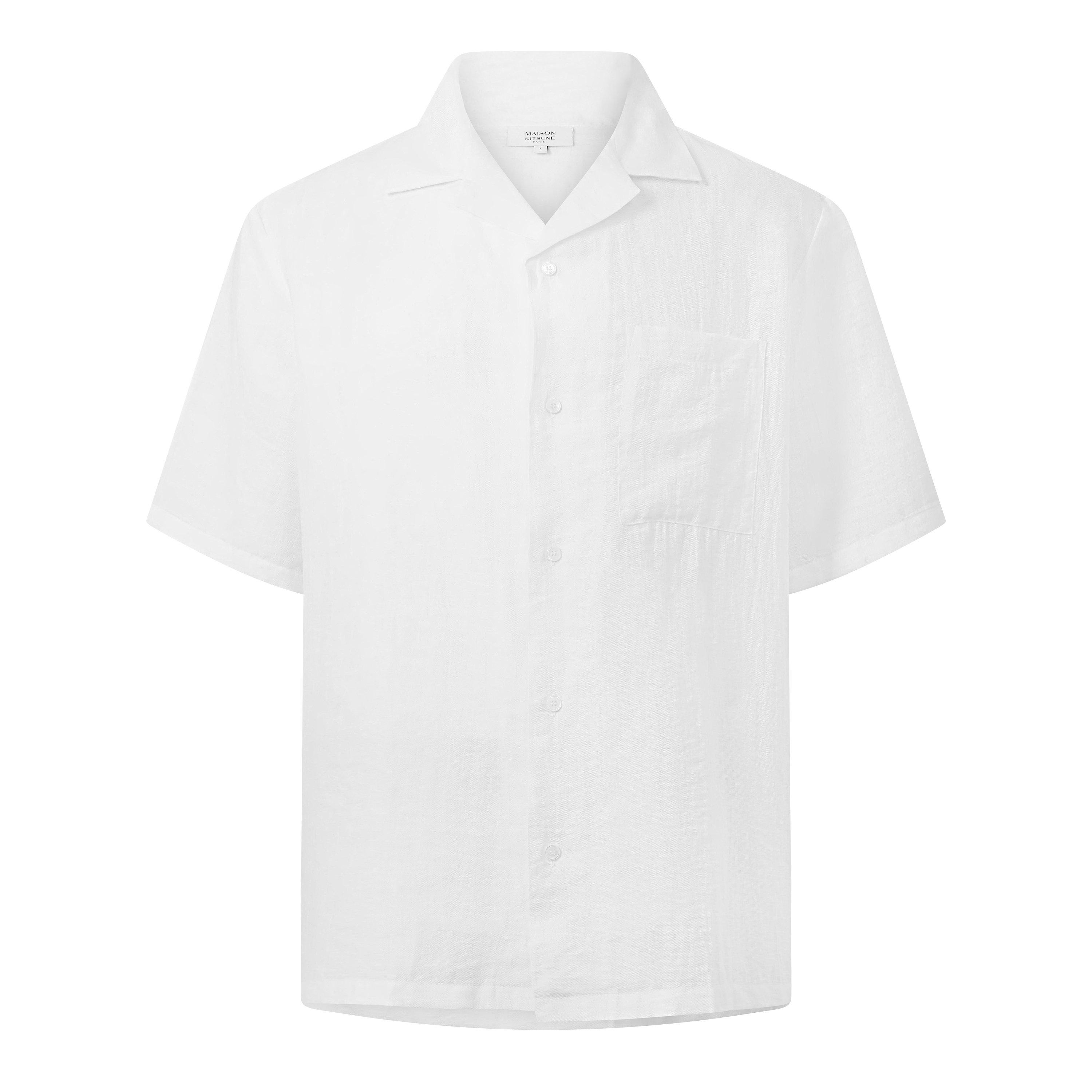 White - Maison Kitsune - Men's Linen Resort Long Sleeve Shirt - 1
