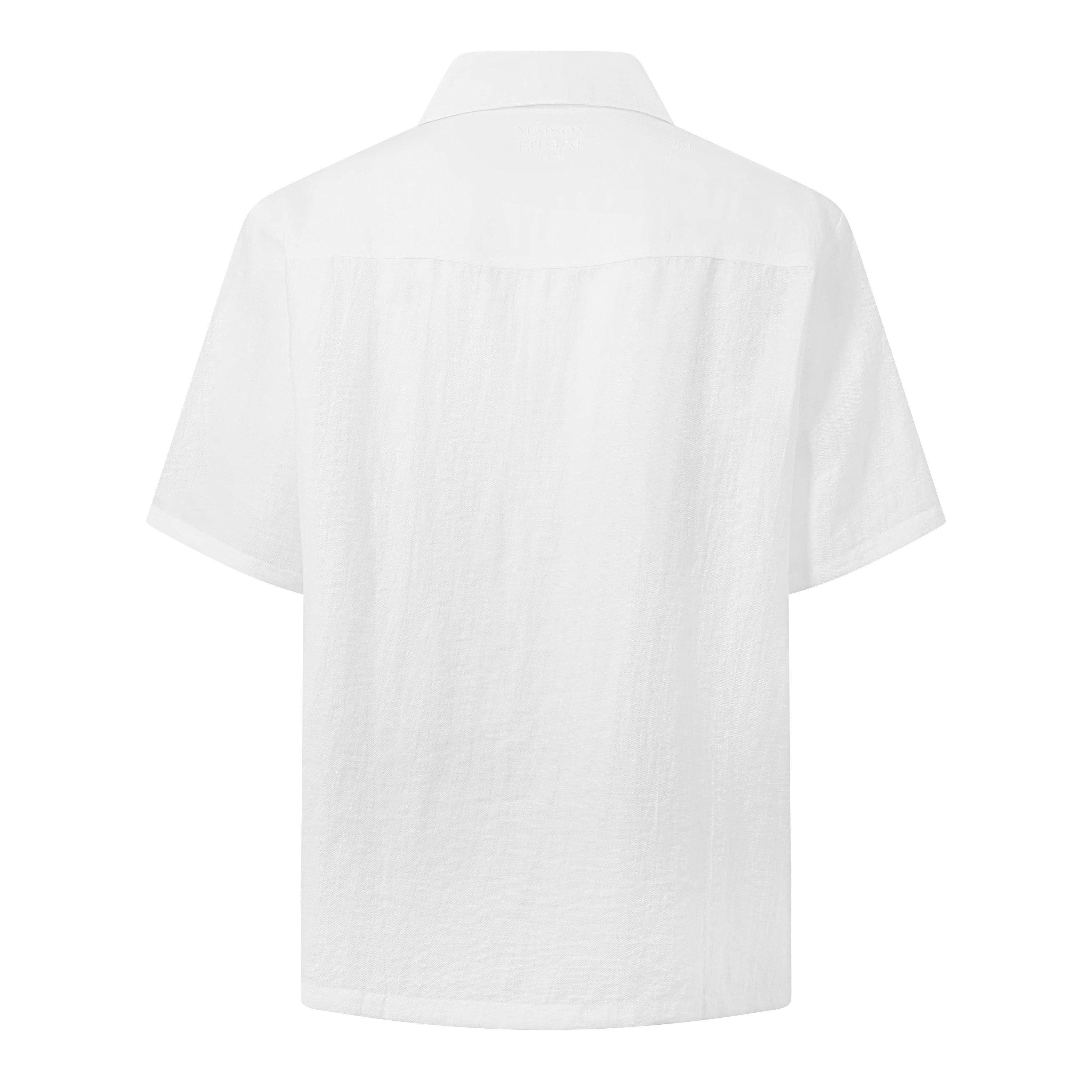 White - Maison Kitsune - Men's Linen Resort Long Sleeve Shirt - 2