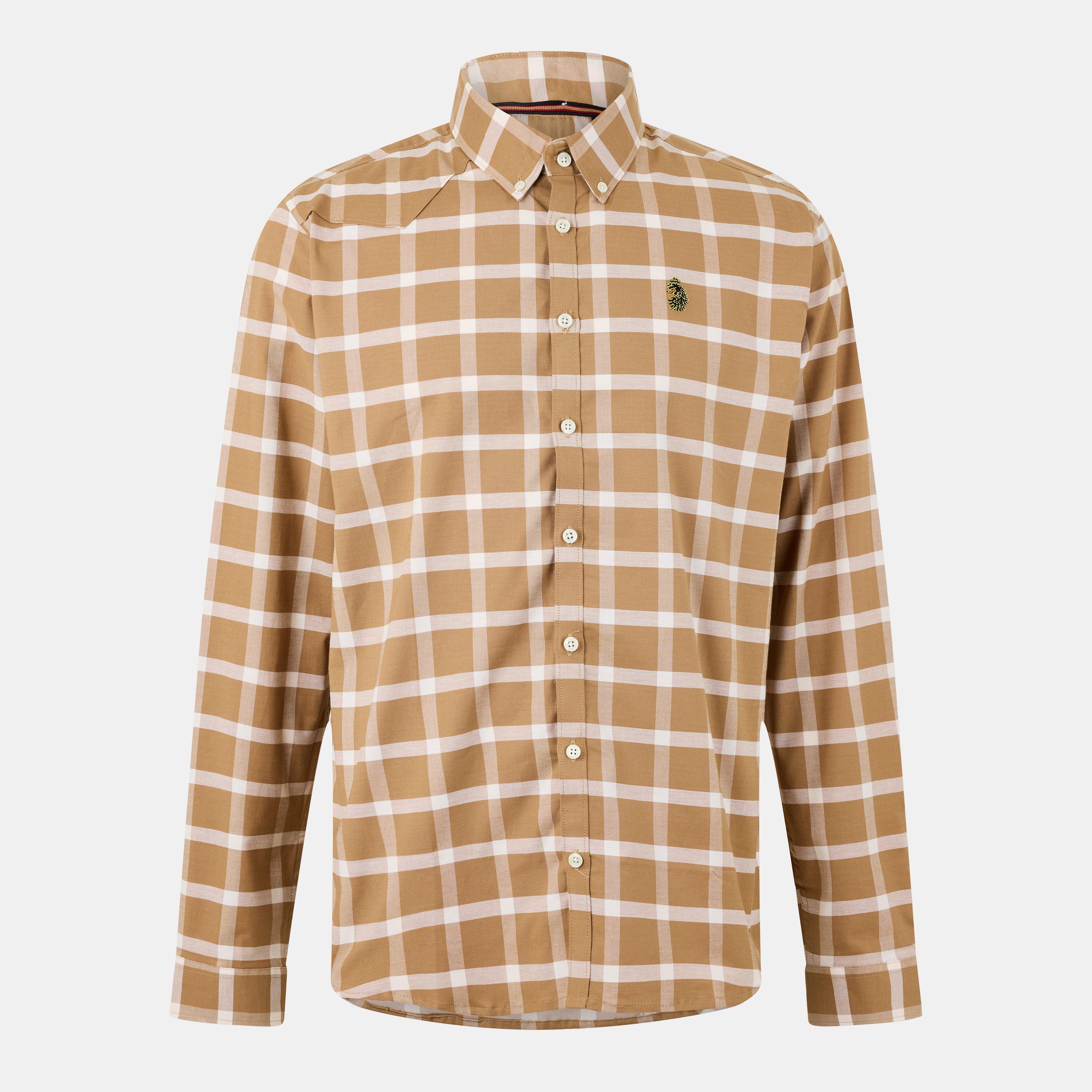 Ecru Caramel - Luke - Men's Long-Sleeve Oxford Shirt - 1
