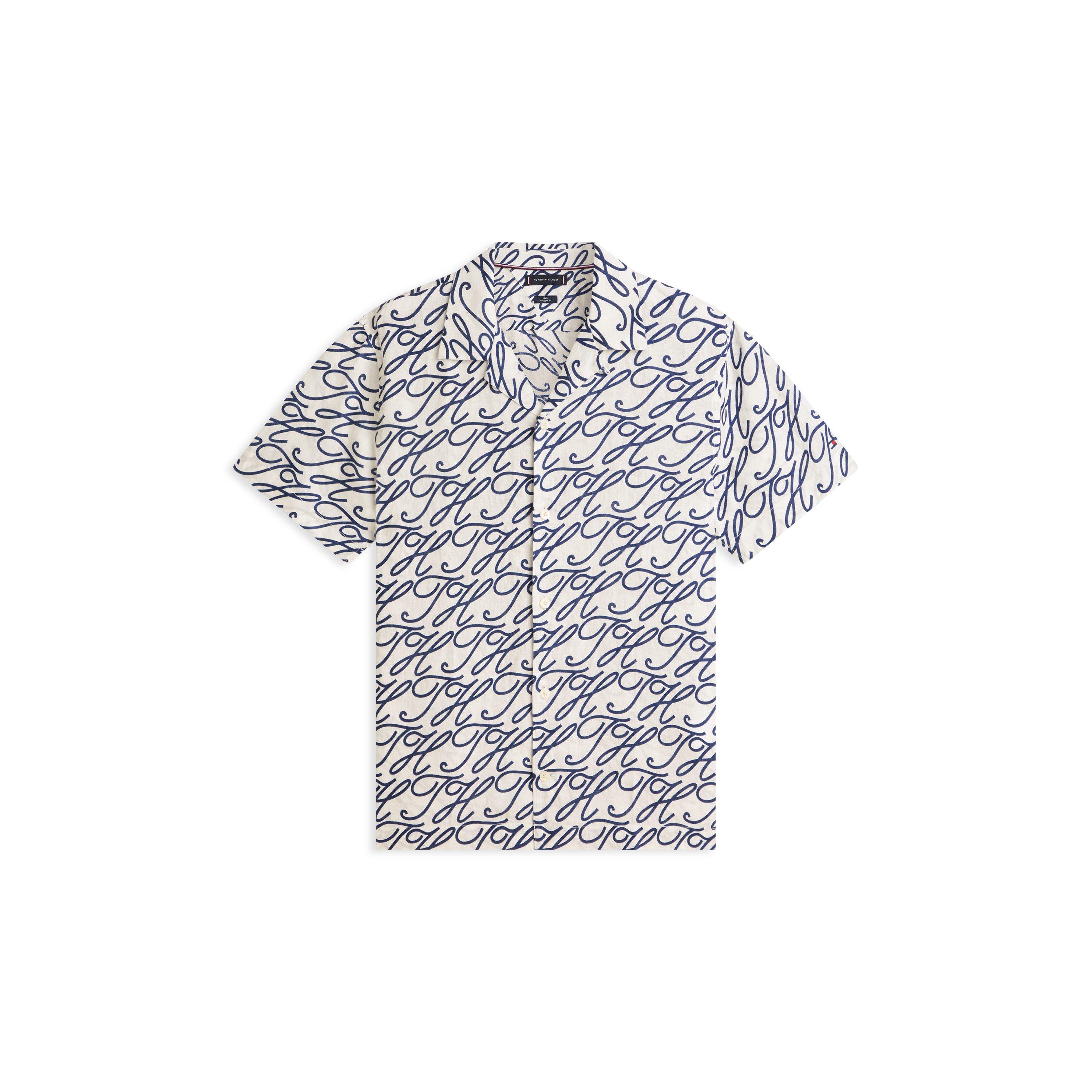 Tommy Hilfiger Men's Patterned Short Sleeve Shirt - Ecru / Aop - L
