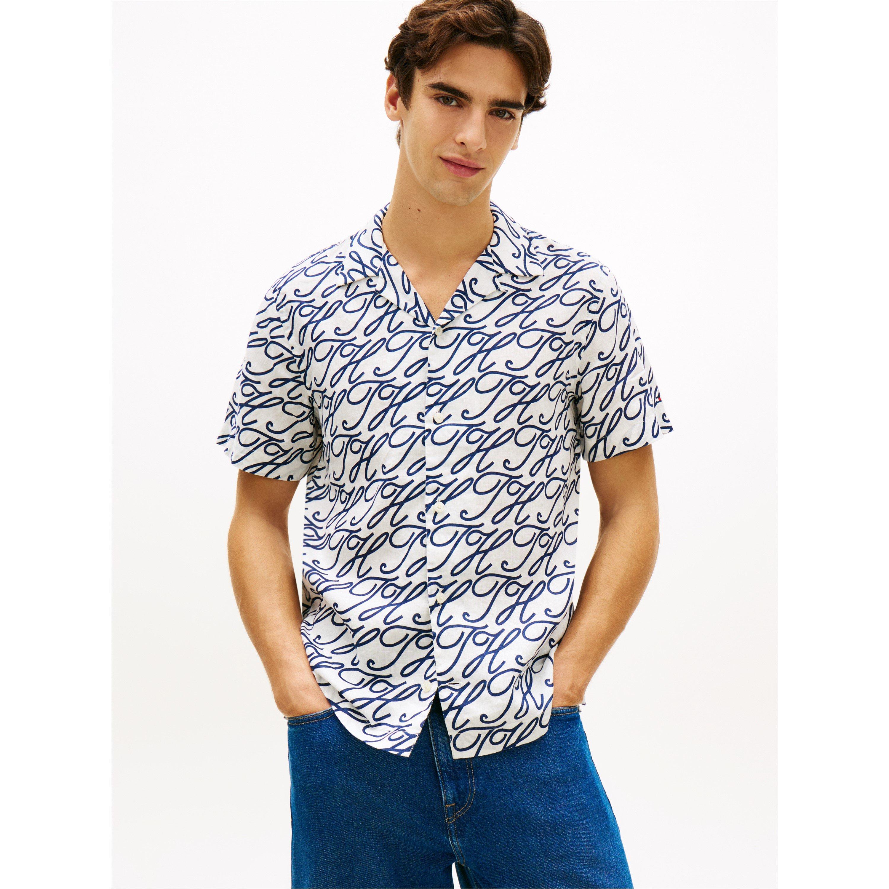 Ecru / AOP - Tommy Hilfiger - Men's Patterned Short Sleeve Shirt - 2