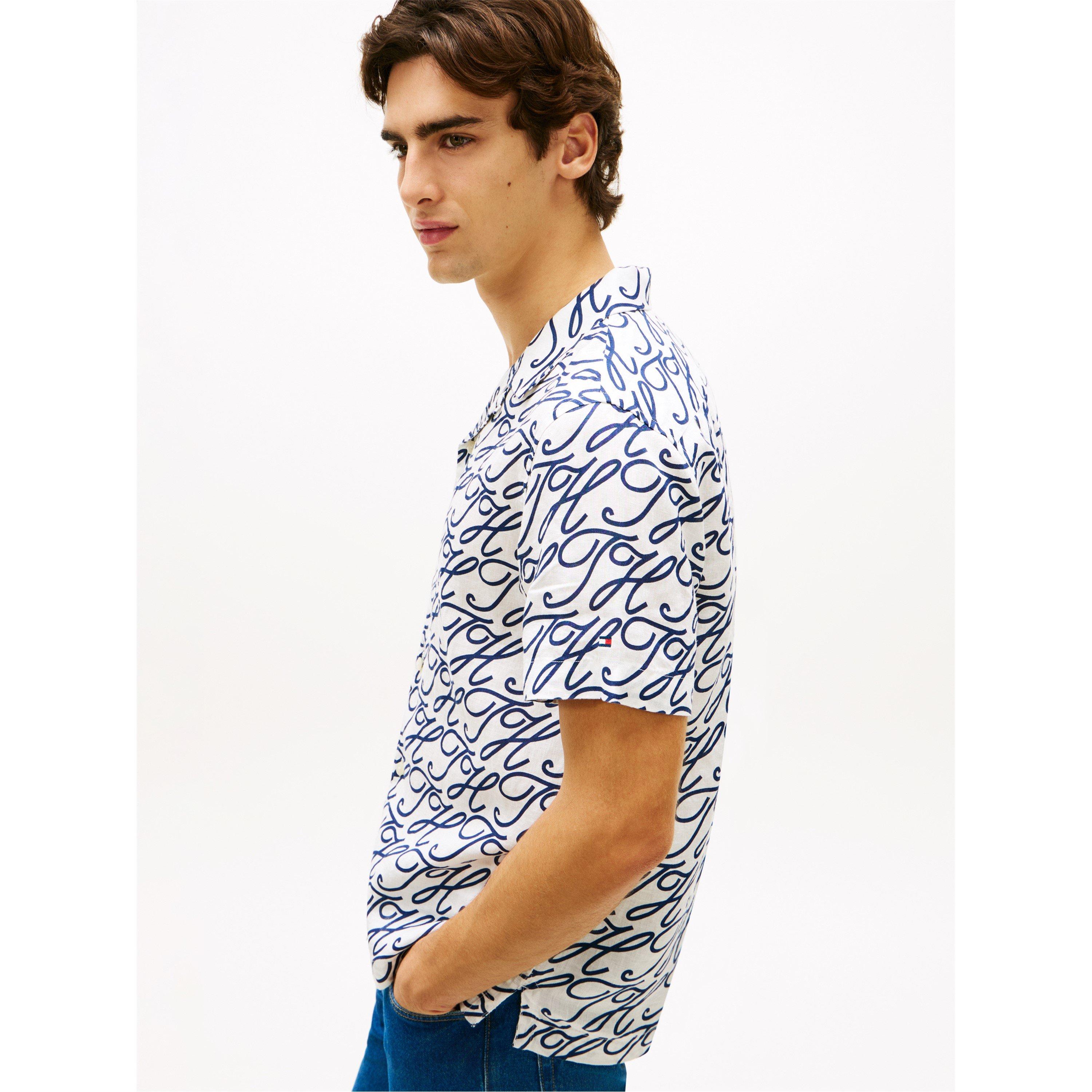 Ecru / AOP - Tommy Hilfiger - Men's Patterned Short Sleeve Shirt - 3