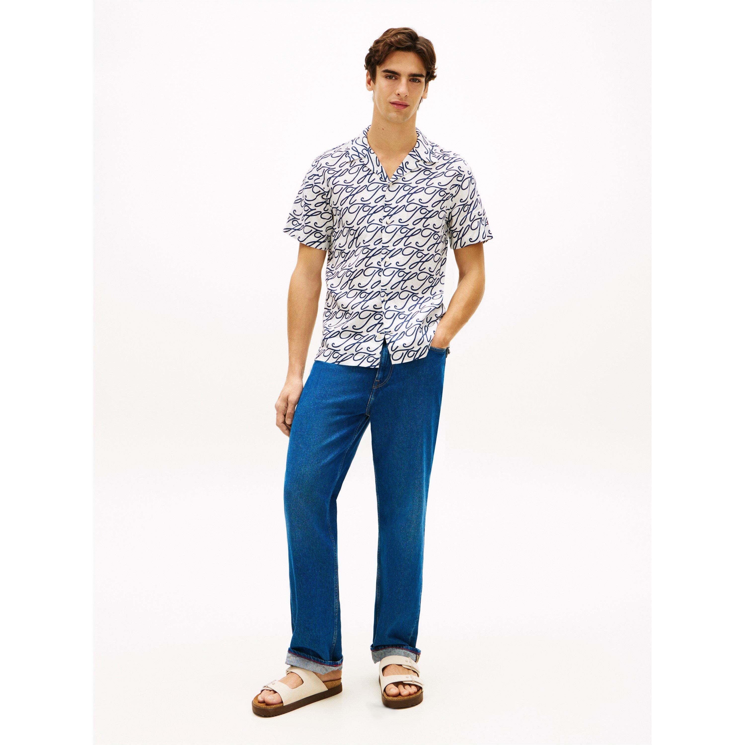 Ecru / AOP - Tommy Hilfiger - Men's Patterned Short Sleeve Shirt - 4