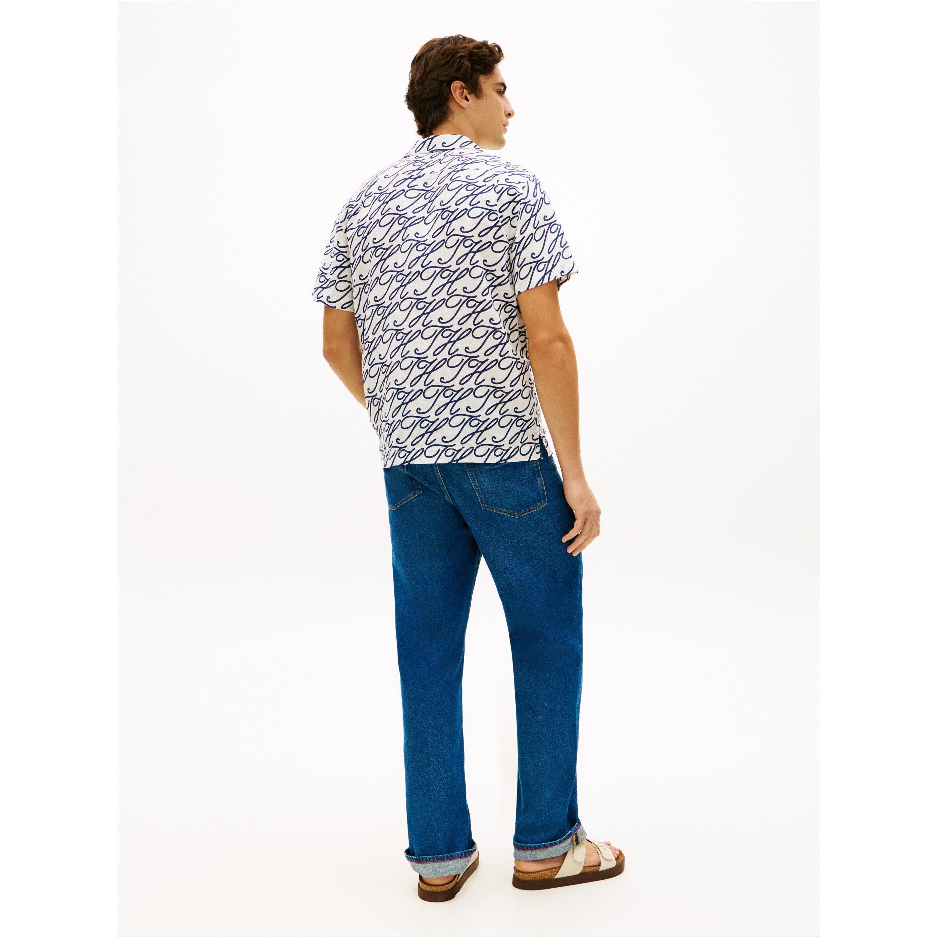 Ecru / AOP - Tommy Hilfiger - Men's Patterned Short Sleeve Shirt - 5
