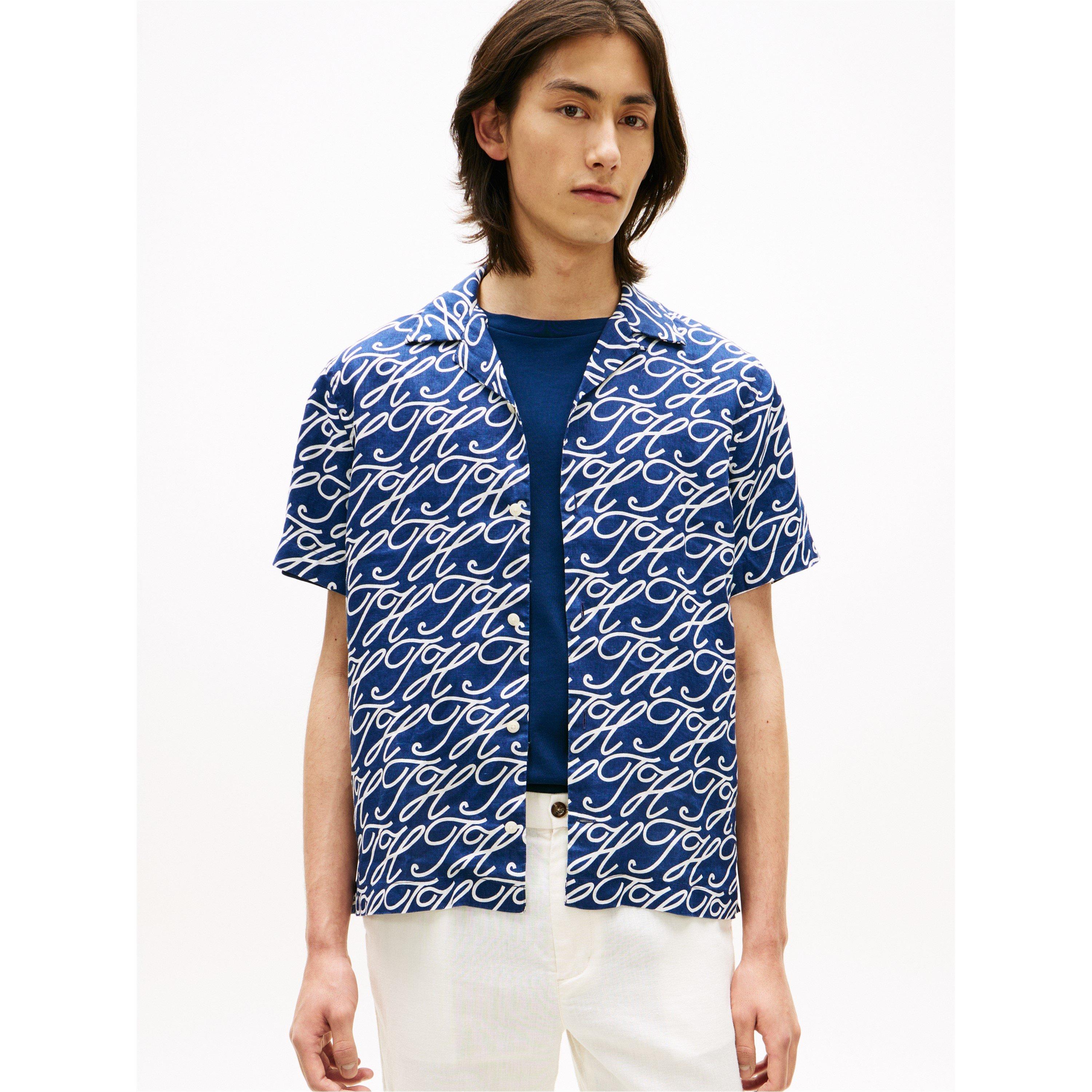 Preppy Navy/AOP - Tommy Hilfiger - Tommy LinenScriptSht Sn63 - 2