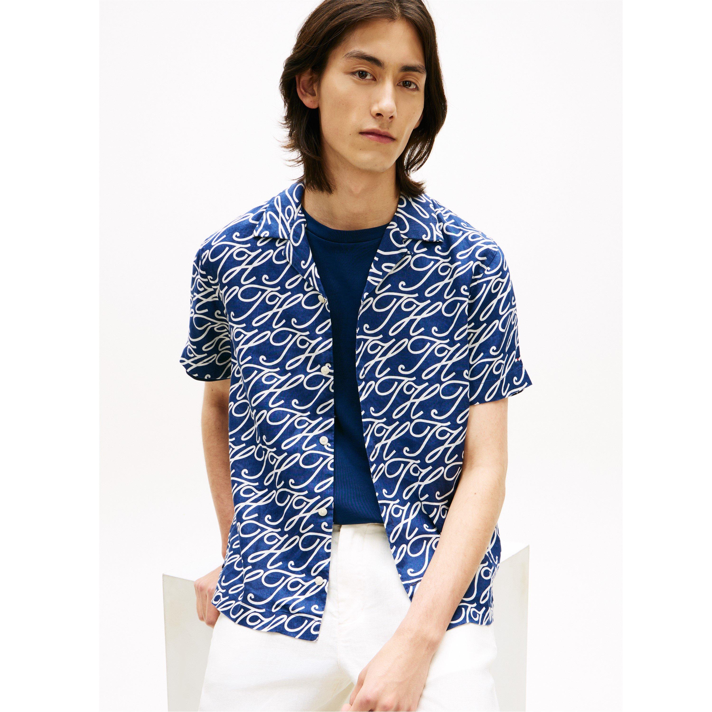 Preppy Navy/AOP - Tommy Hilfiger - Tommy LinenScriptSht Sn63 - 3