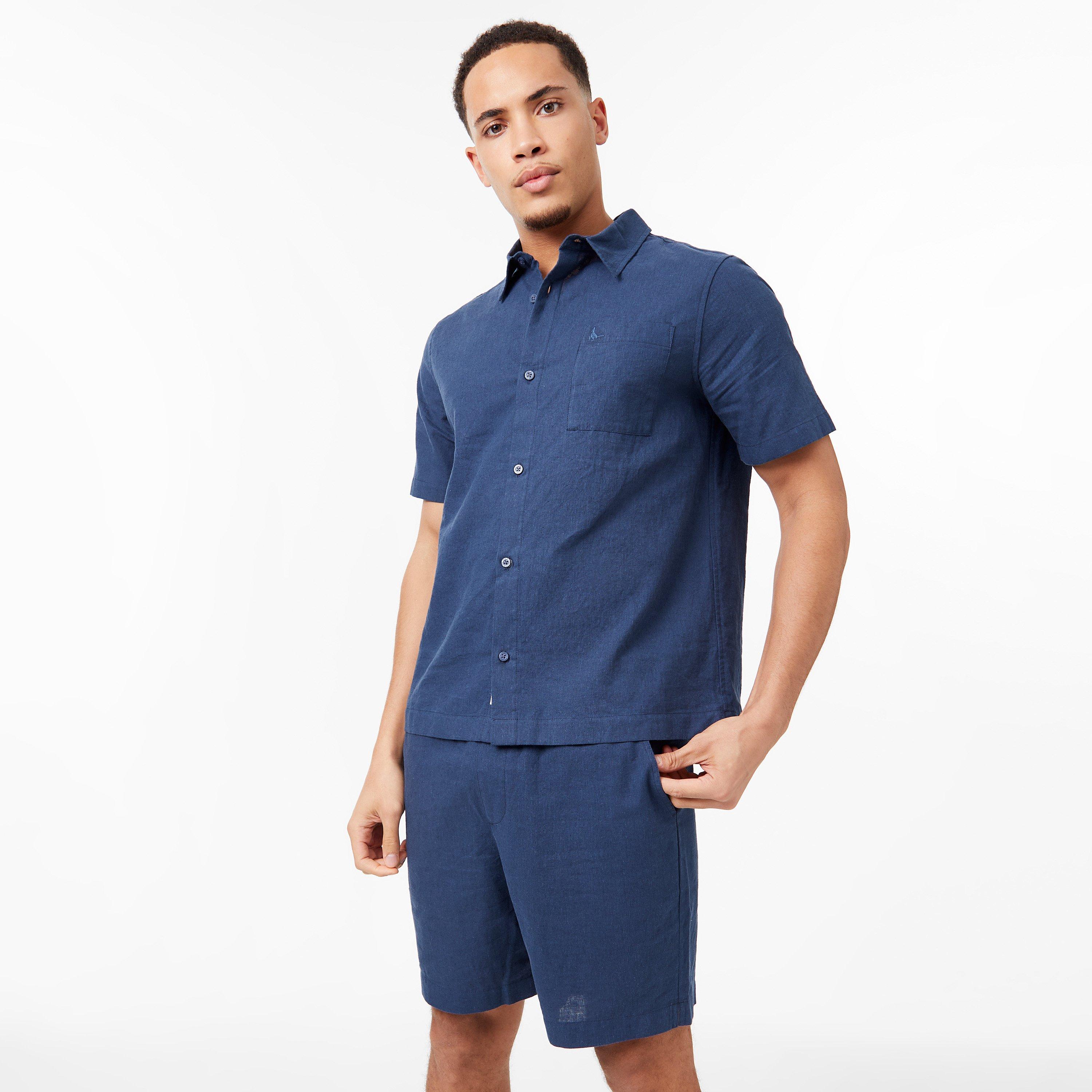 Navy - Jack Wills - Short Sleeve Linen Shirt - 3
