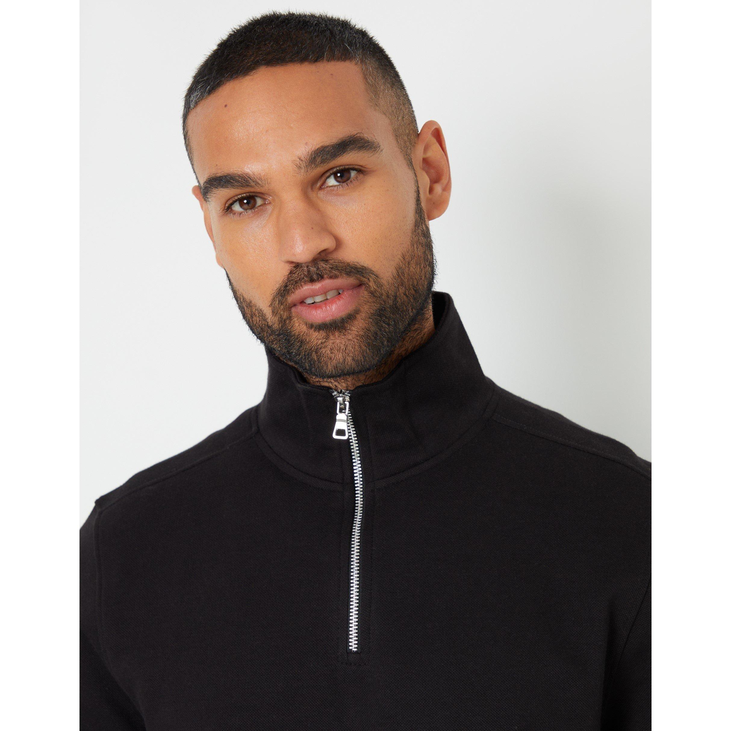 Crna - Threadbare - Men's quarter Zip Fleece - 4