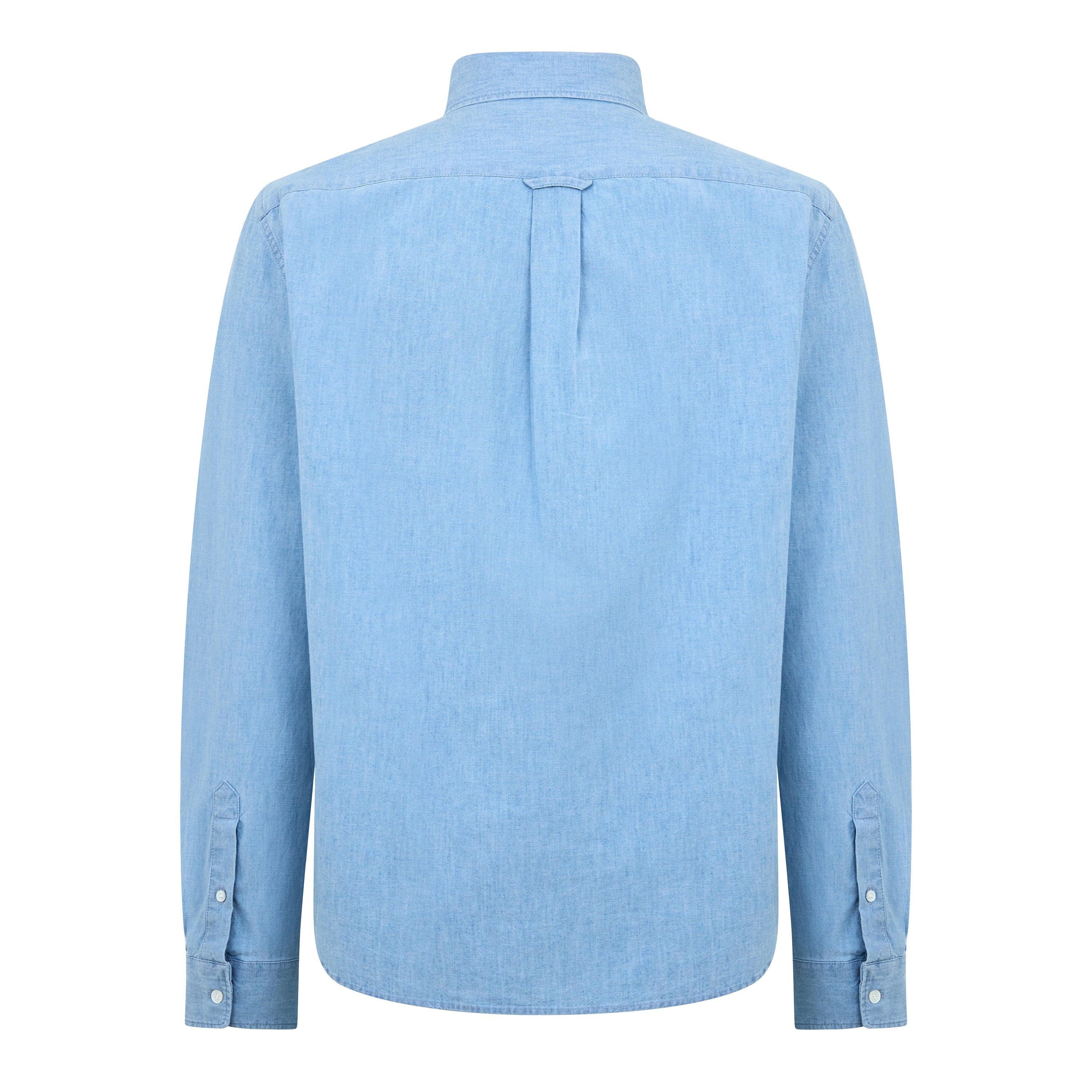 Pure Blue - Maison Kitsune - Men's Prof Fox Reg Long Sleeve Plain Shirt - 2