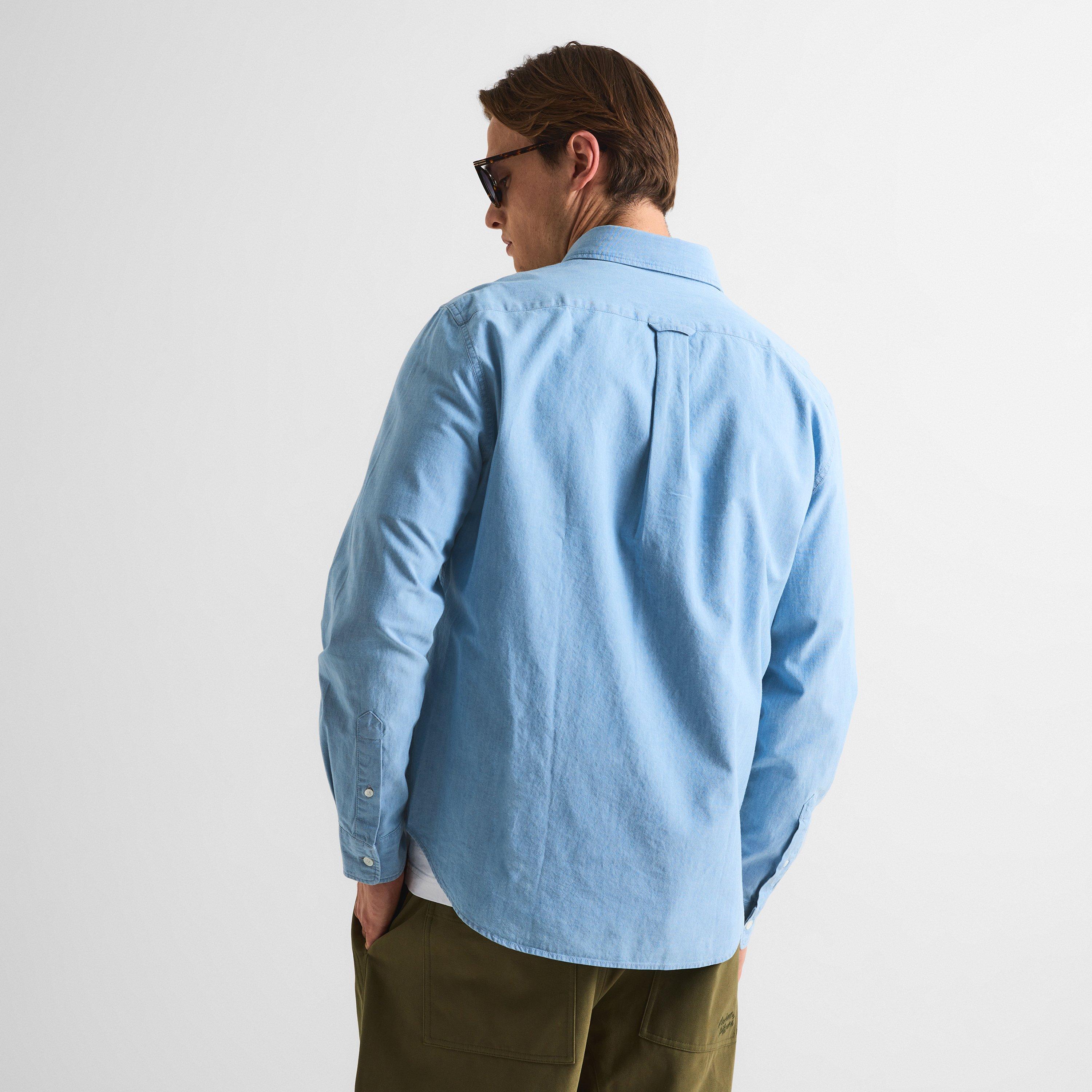 Pure Blue - Maison Kitsune - Men's Prof Fox Reg Long Sleeve Plain Shirt - 4