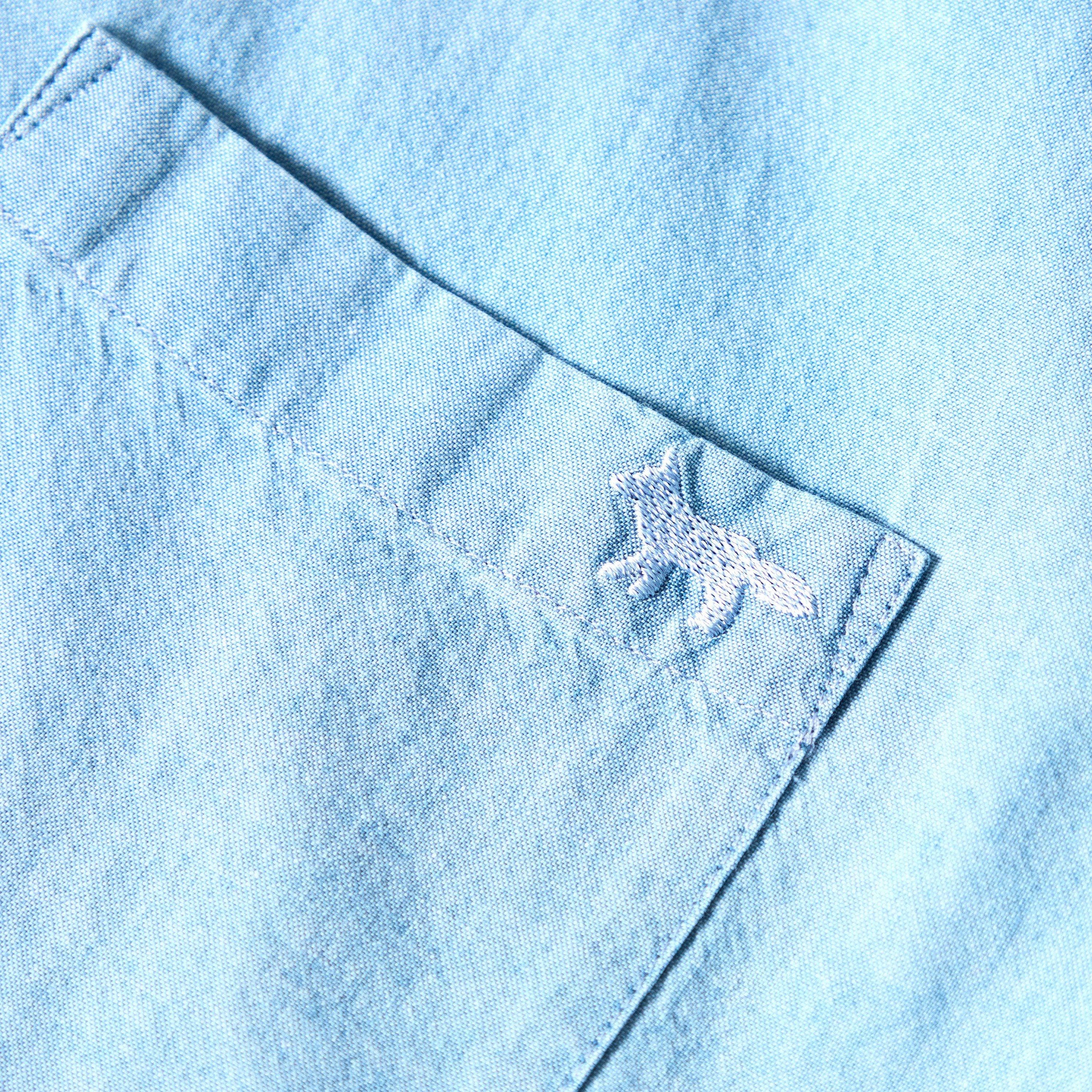 Pure Blue - Maison Kitsune - Men's Prof Fox Reg Long Sleeve Plain Shirt - 3