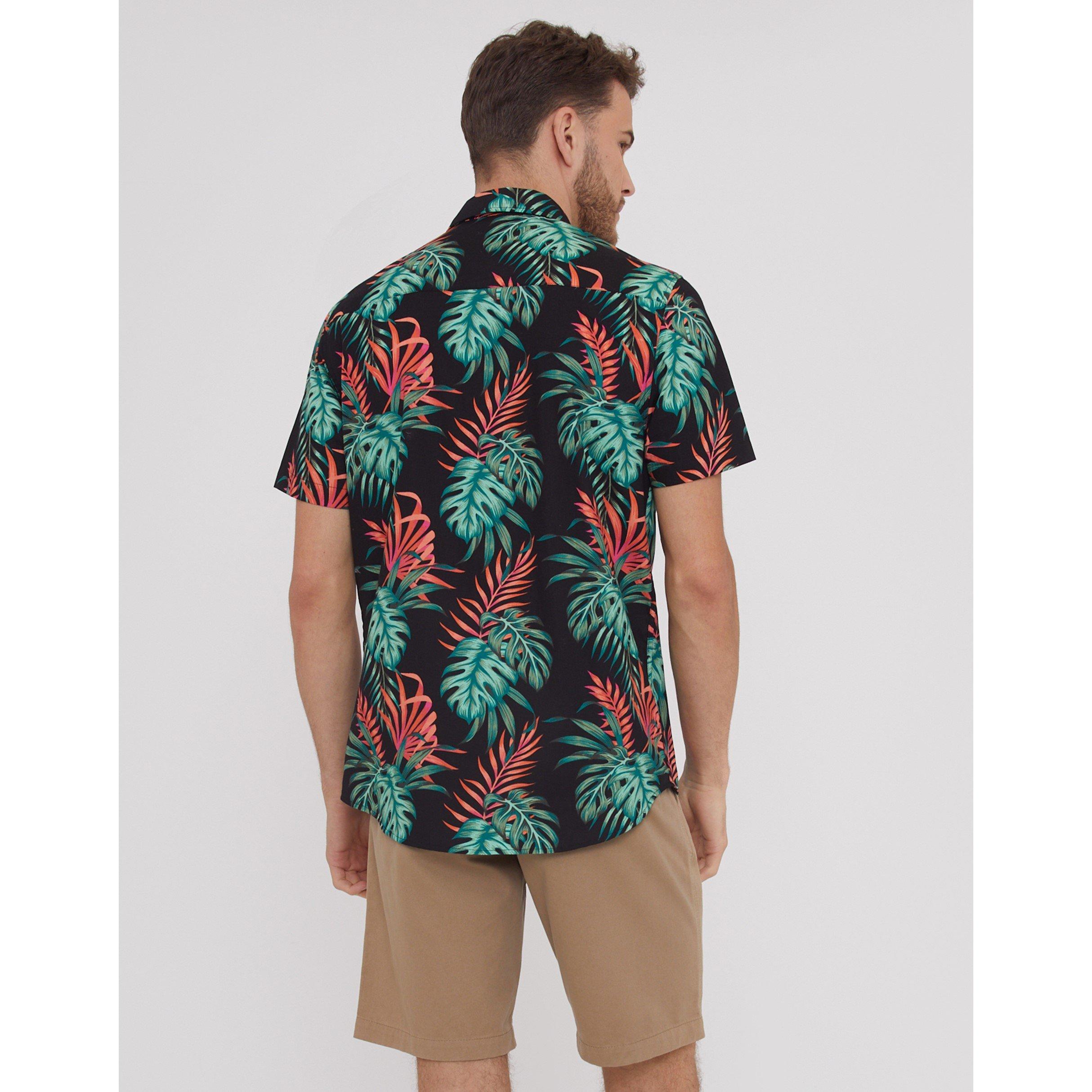 Schwarz - Threadbare - Men's Short-Sleeve Knitted Patterned Shirt - 3