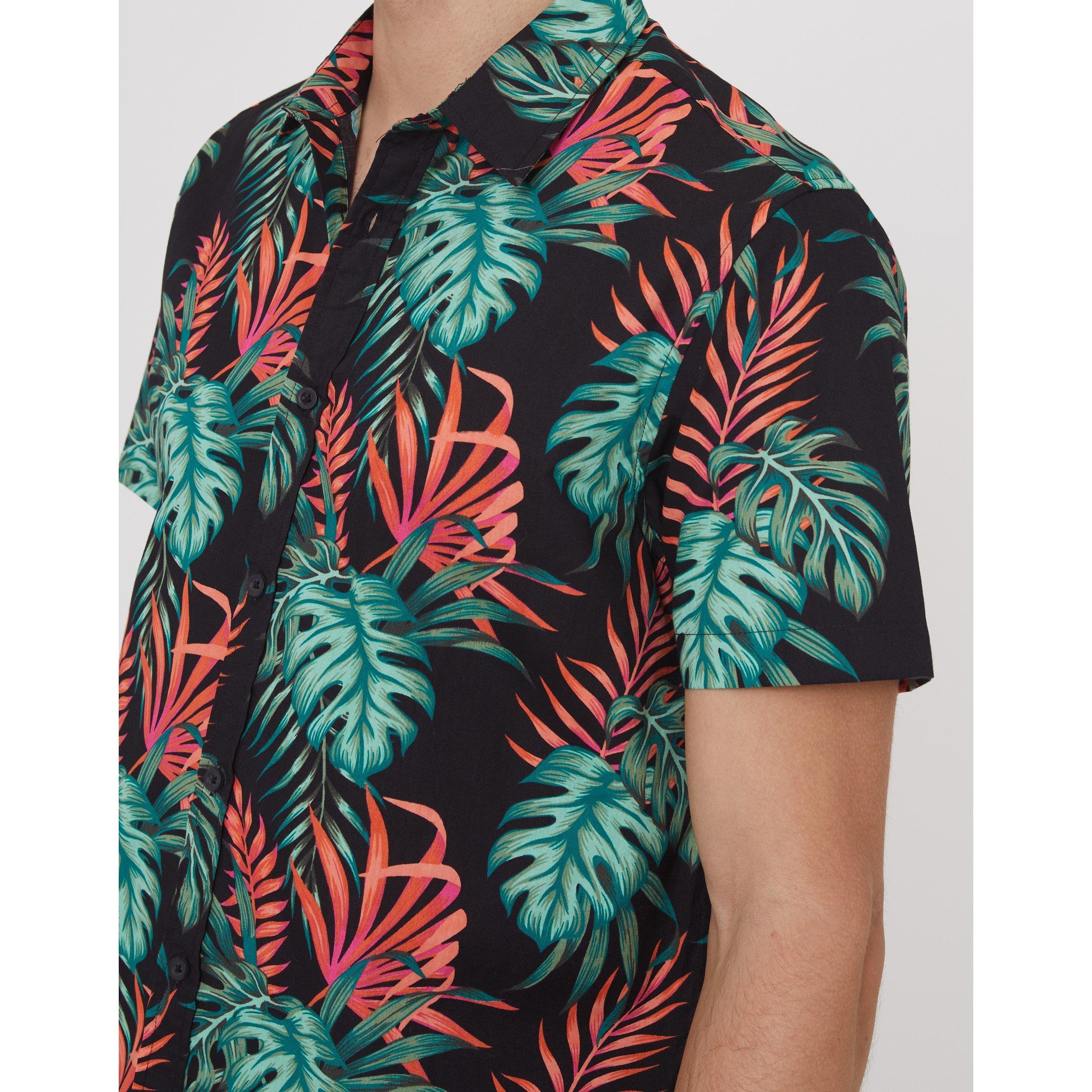 Schwarz - Threadbare - Men's Short-Sleeve Knitted Patterned Shirt - 4