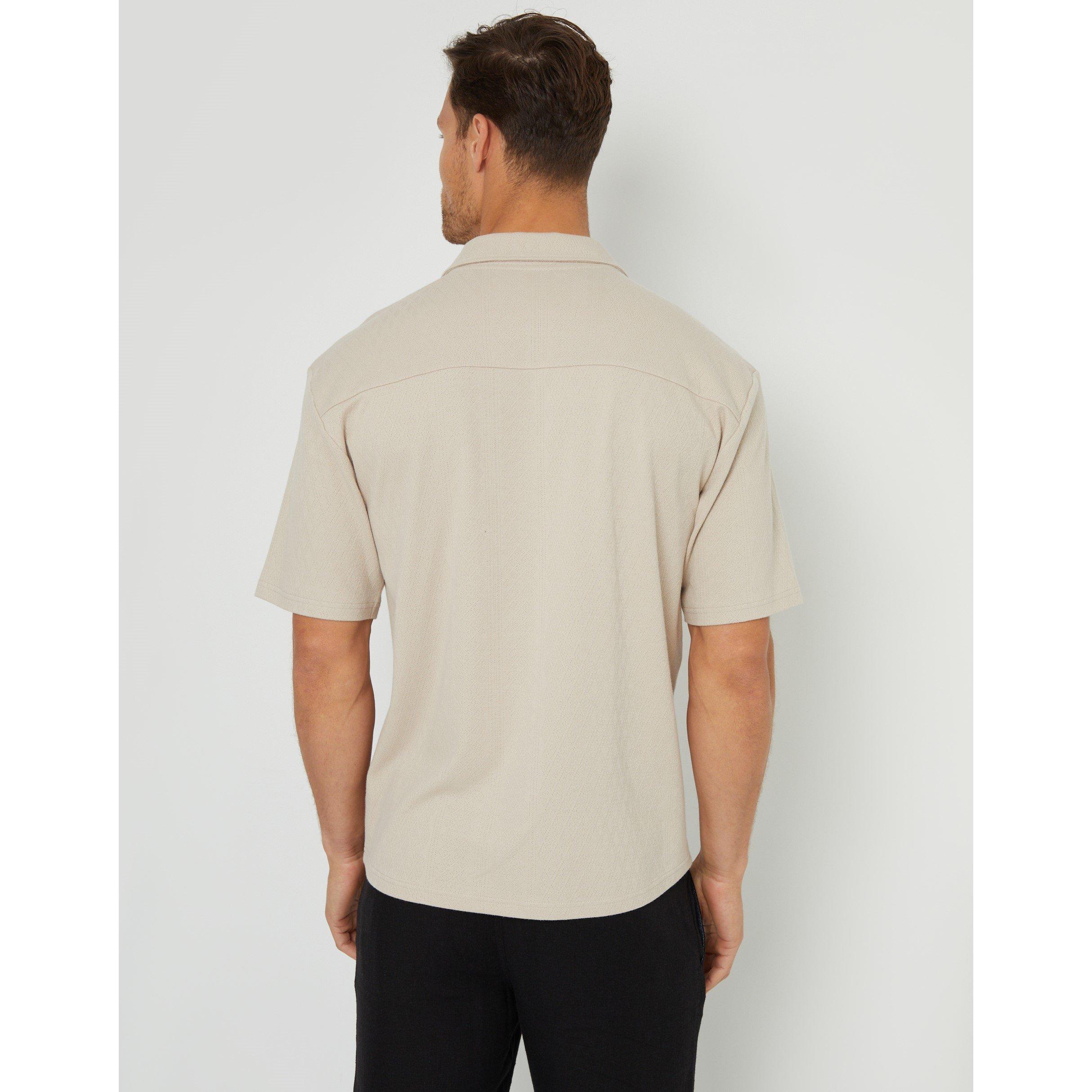 Stone - Threadbare - Men's Short-Sleeve Plain Shirt - 3