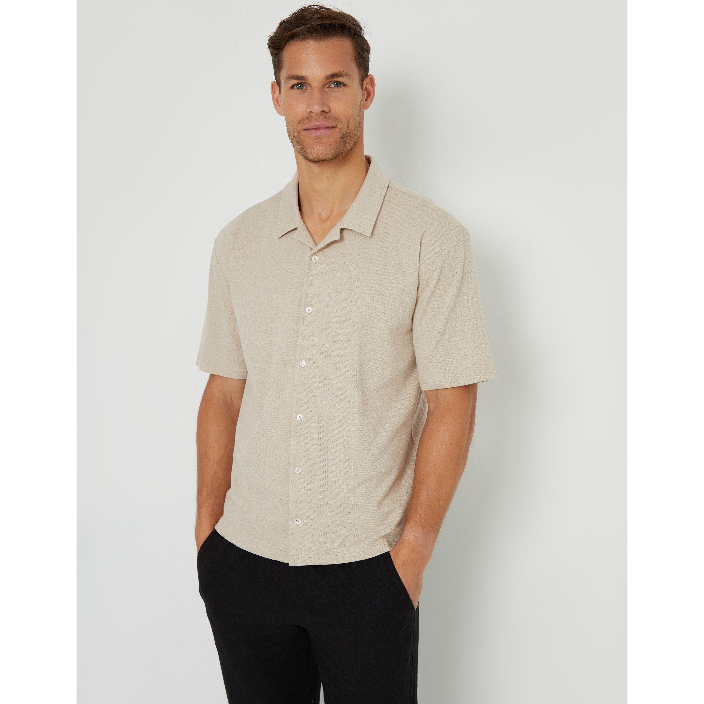 Stone - Threadbare - Men's Short-Sleeve Plain Shirt - 4