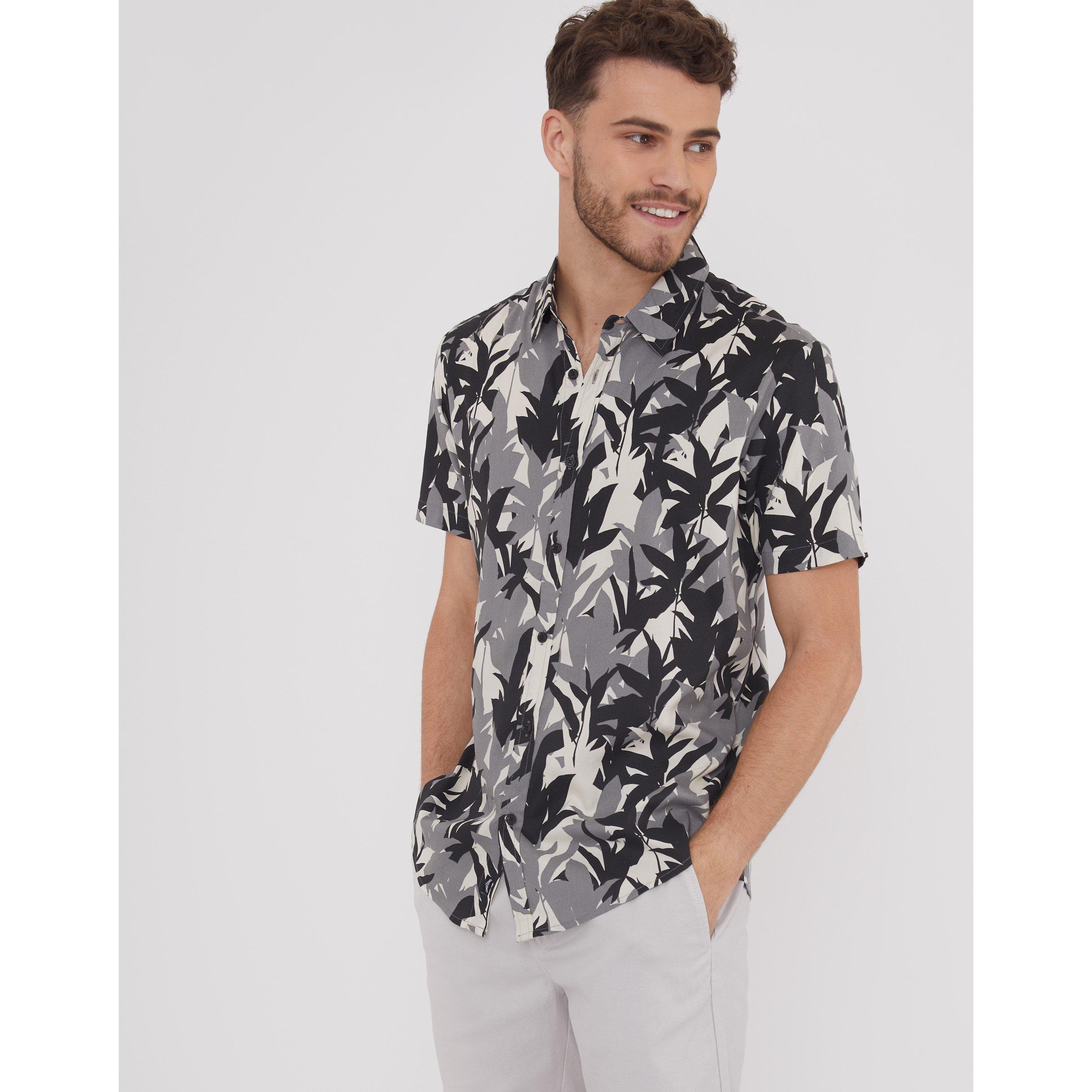 Black - Threadbare - Men's Short-Sleeve Patterned Shirt - 1