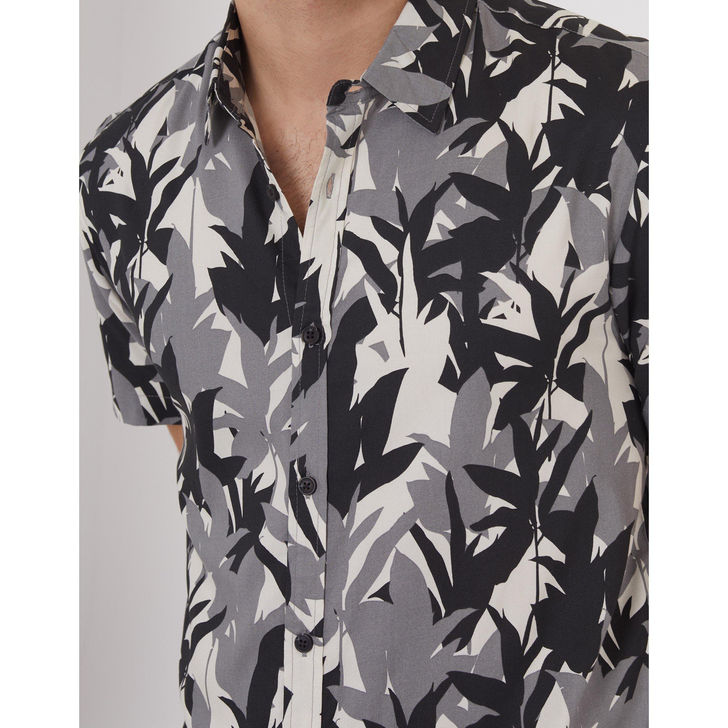 Black - Threadbare - Men's Short-Sleeve Patterned Shirt - 4