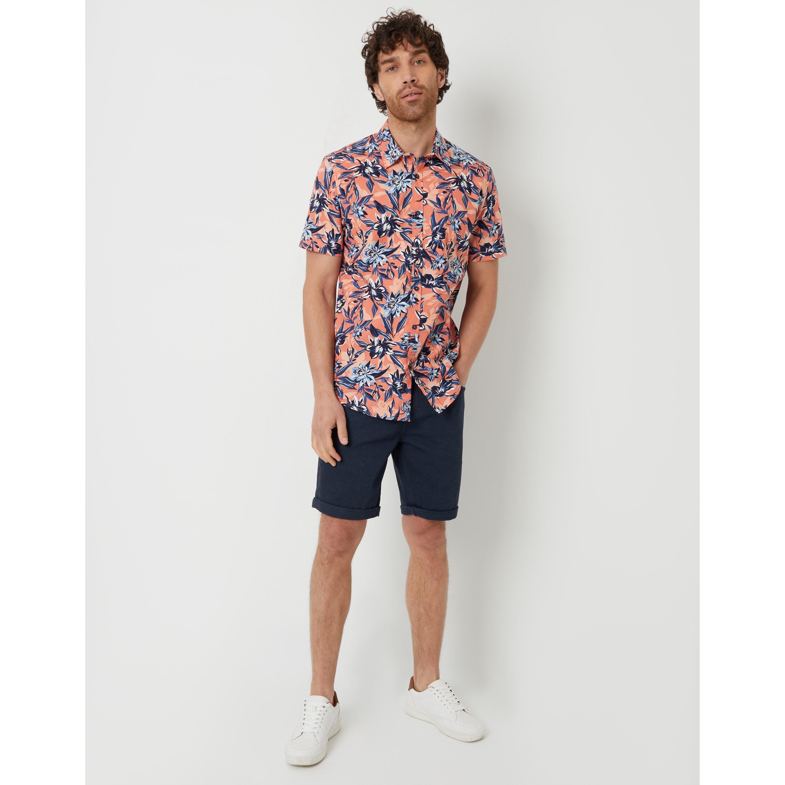 Peach - Threadbare - Men's Short-Sleeve Patterned Shirt - 2