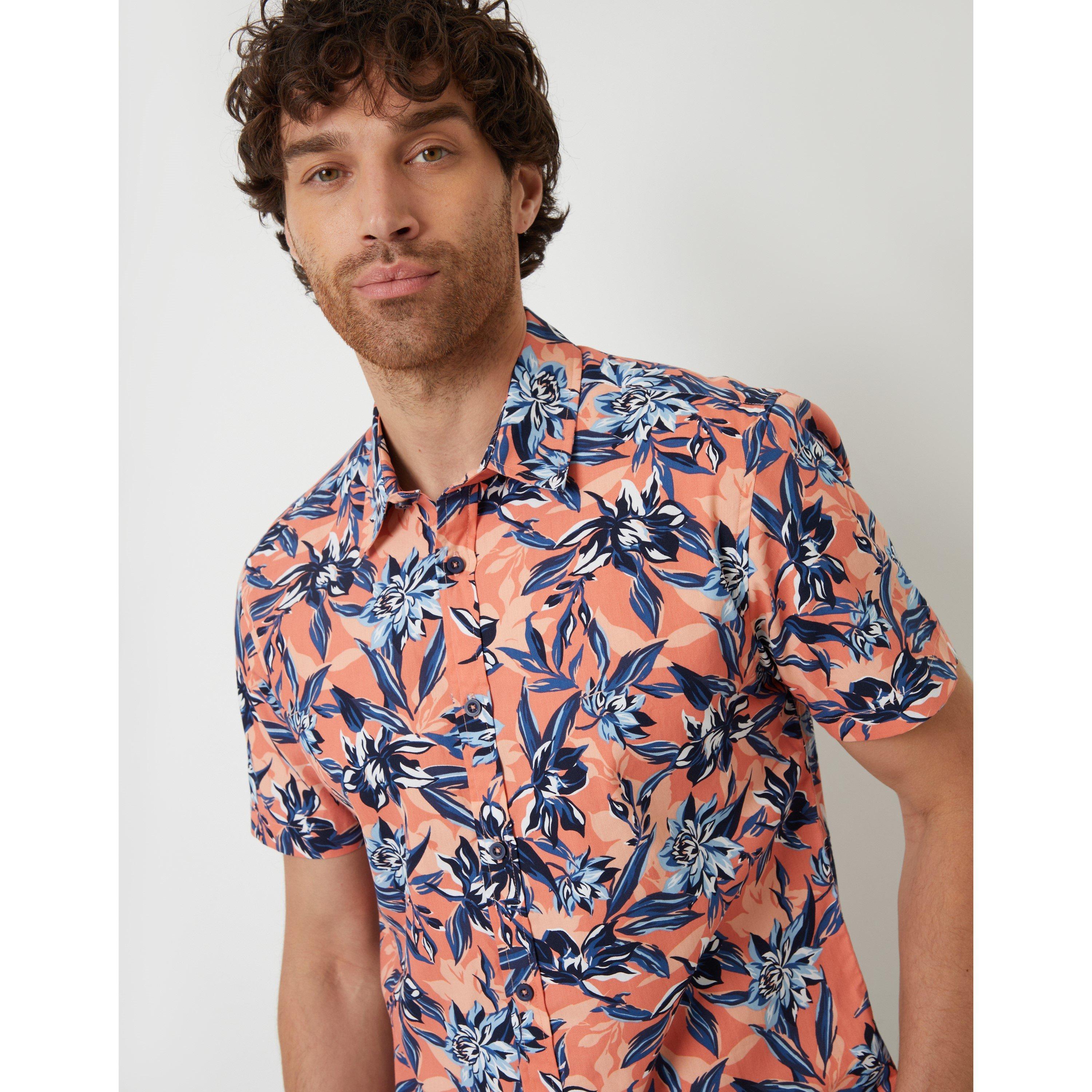 Peach - Threadbare - Men's Short-Sleeve Patterned Shirt - 4