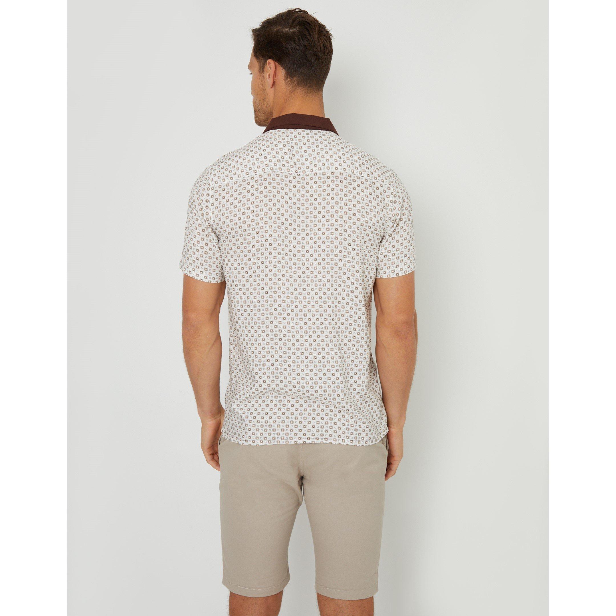 Cream - Threadbare - Men's Short-Sleeve Patterned Shirt - 3