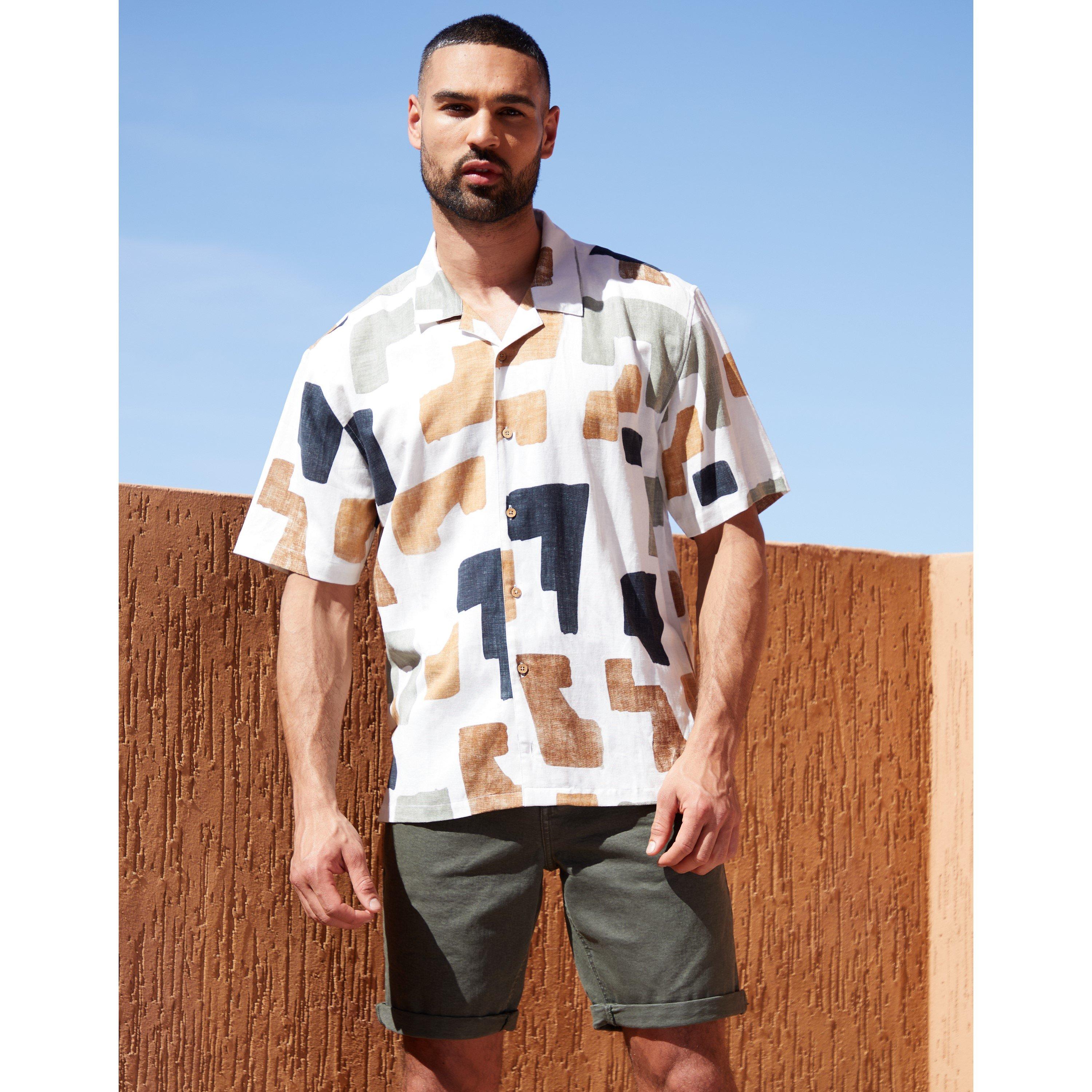 White - Threadbare - Men's Short-Sleeve Patterned Shirt - 2