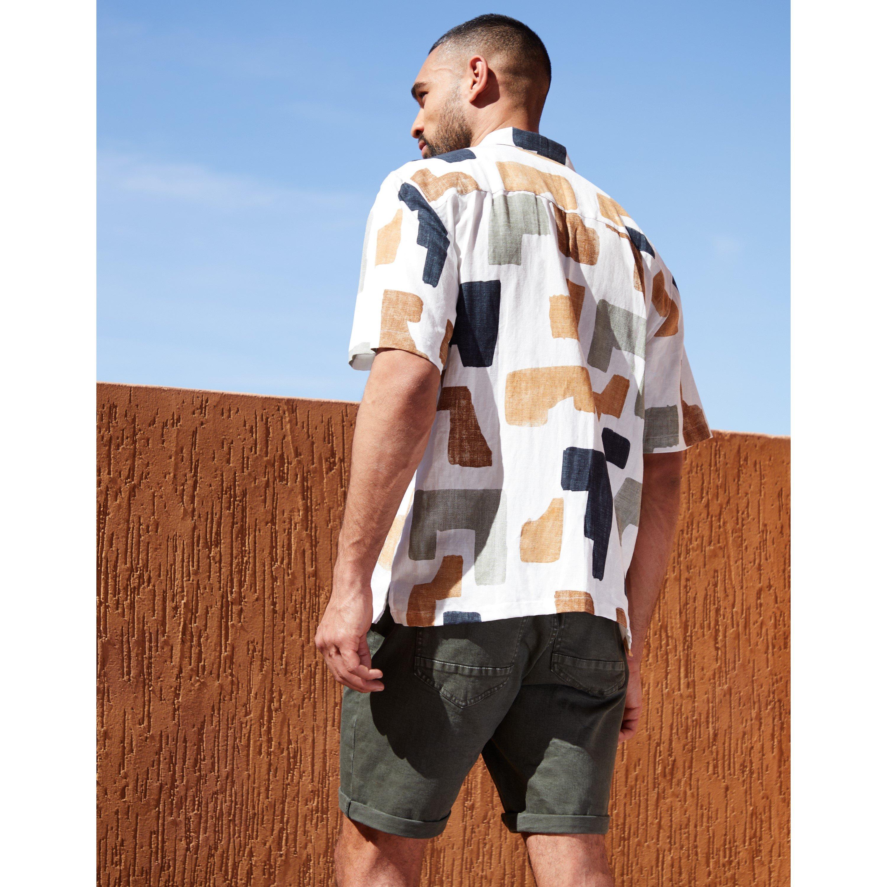 White - Threadbare - Men's Short-Sleeve Patterned Shirt - 3