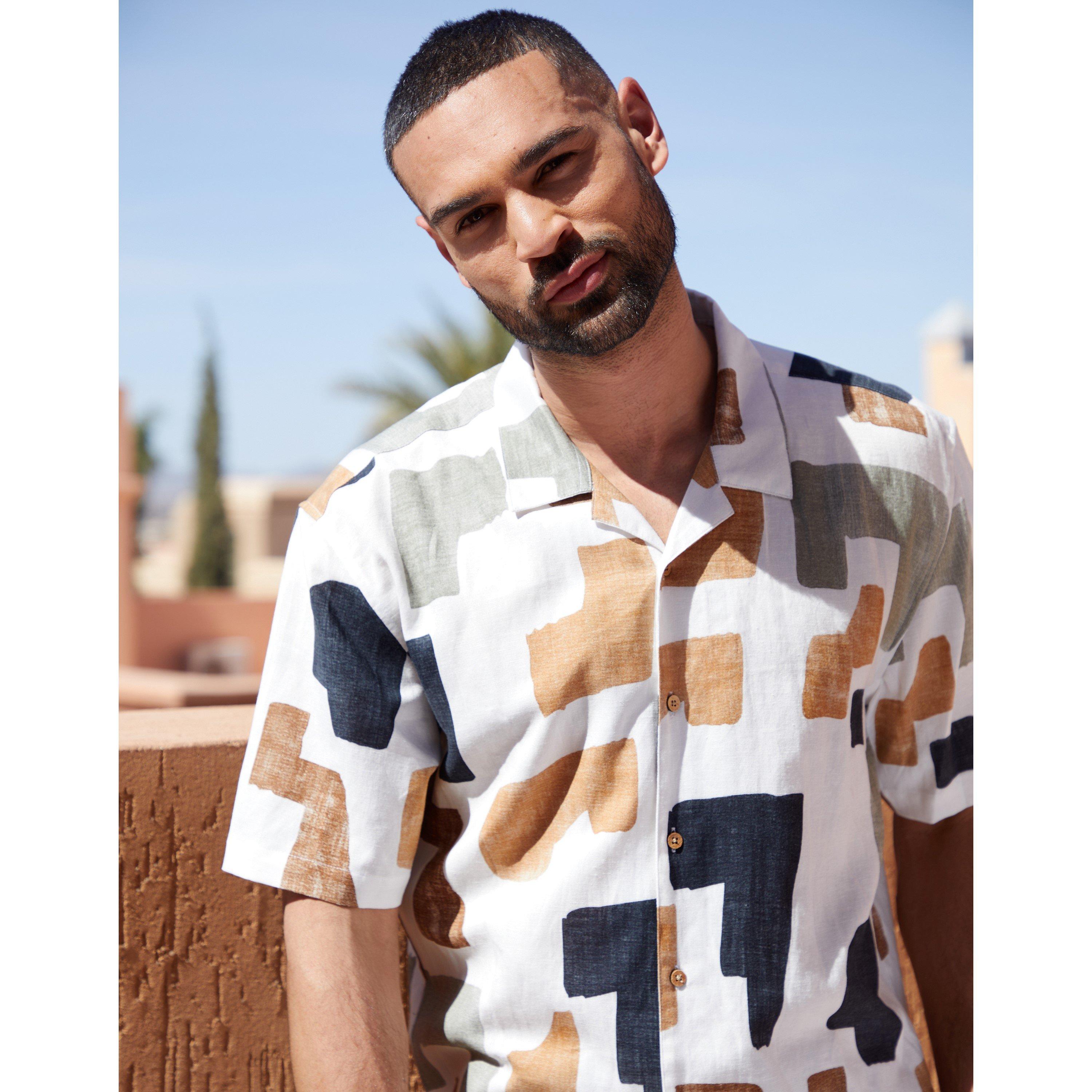 White - Threadbare - Men's Short-Sleeve Patterned Shirt - 4